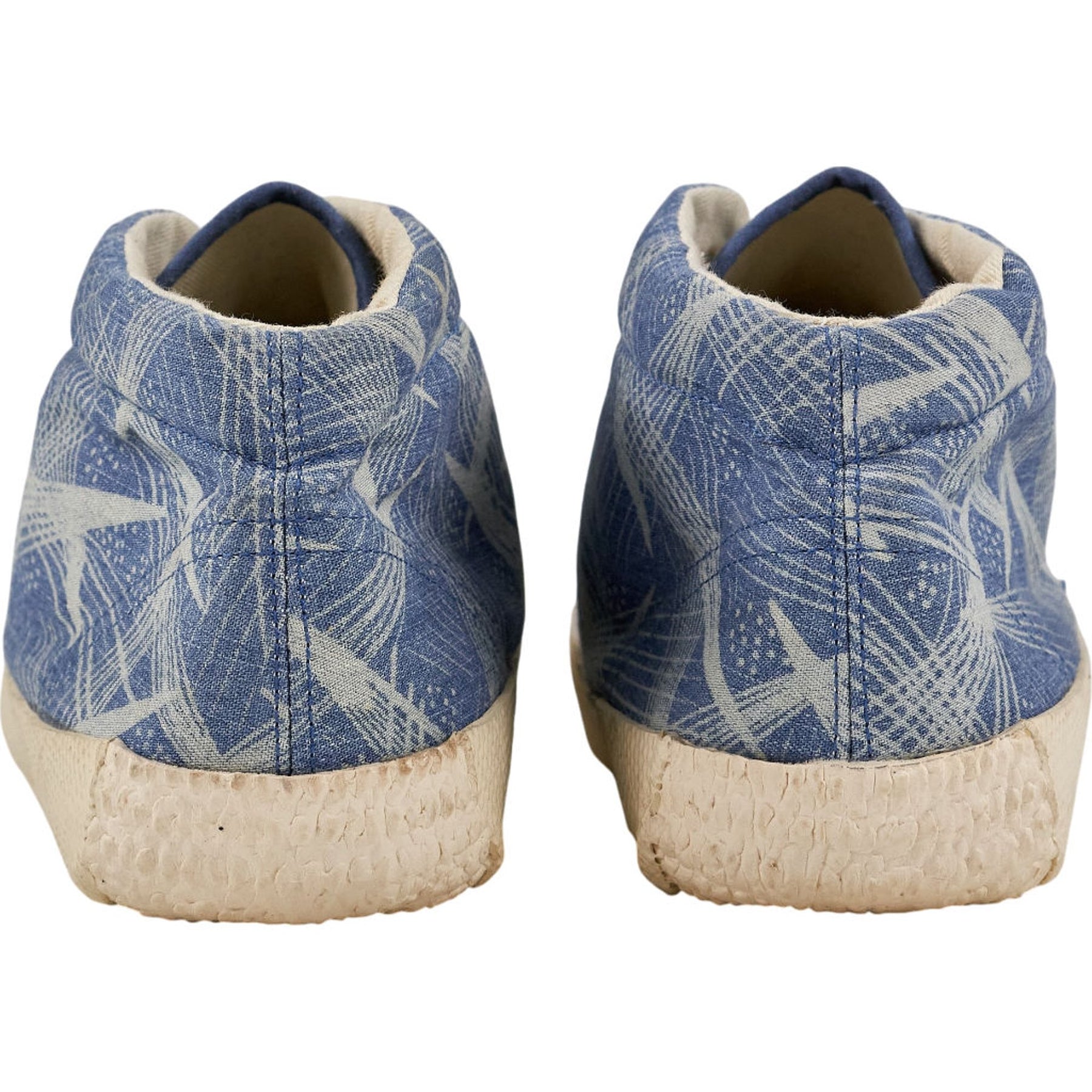 YMC Blue Patterned Canvas Hi Top Trainers