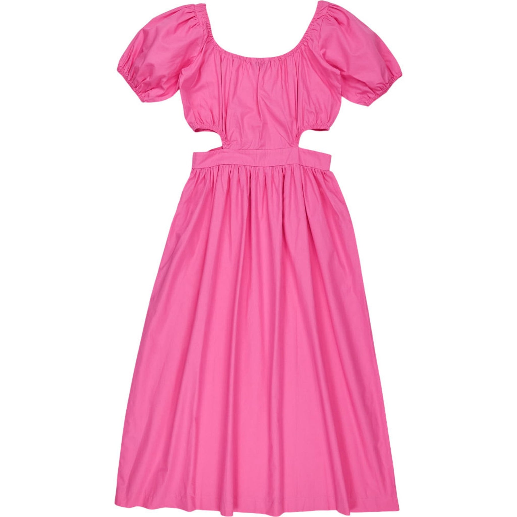 Omnes Pink Camellia Puff Sleeve Midi Dress