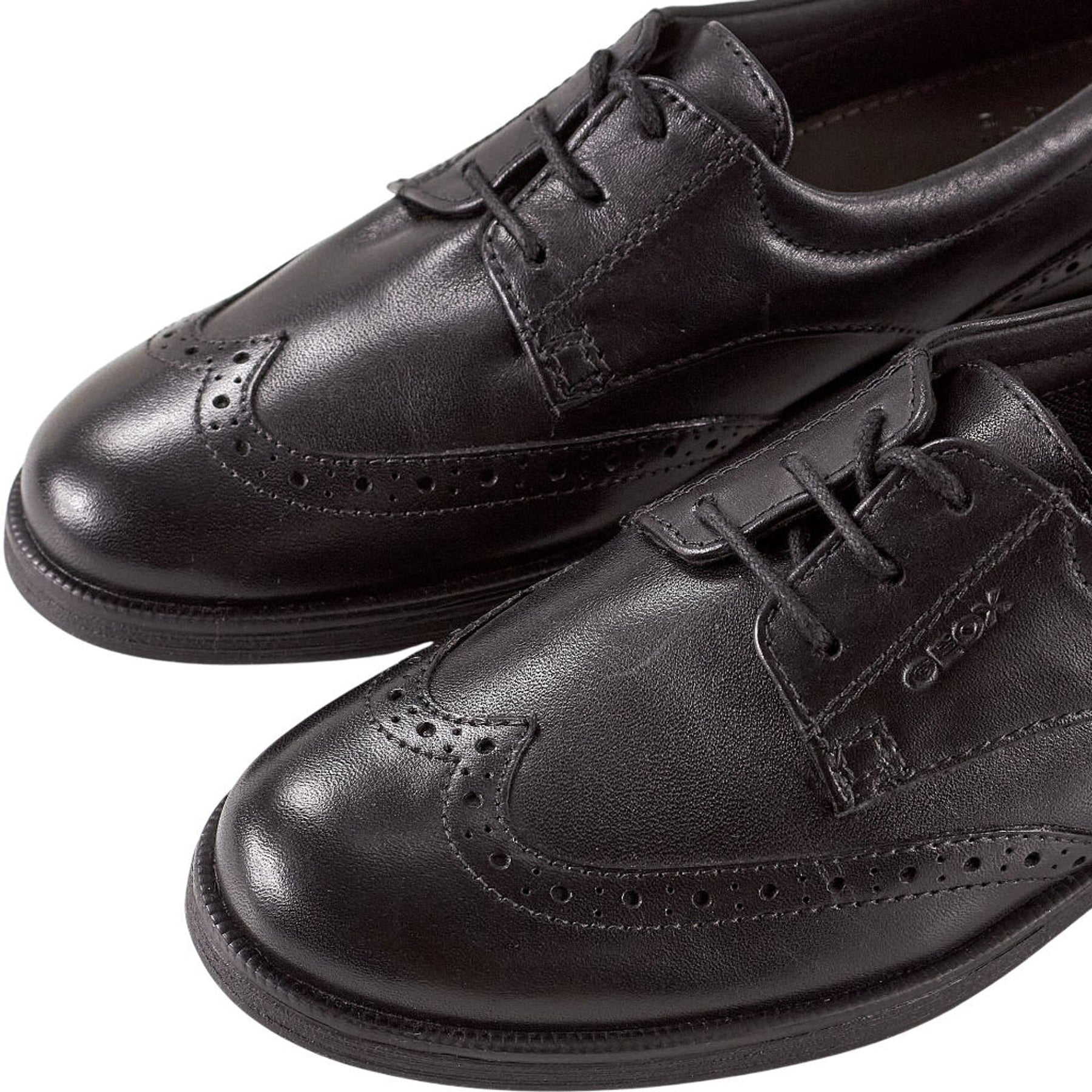 Geox Black Leather Brogue Shoes
