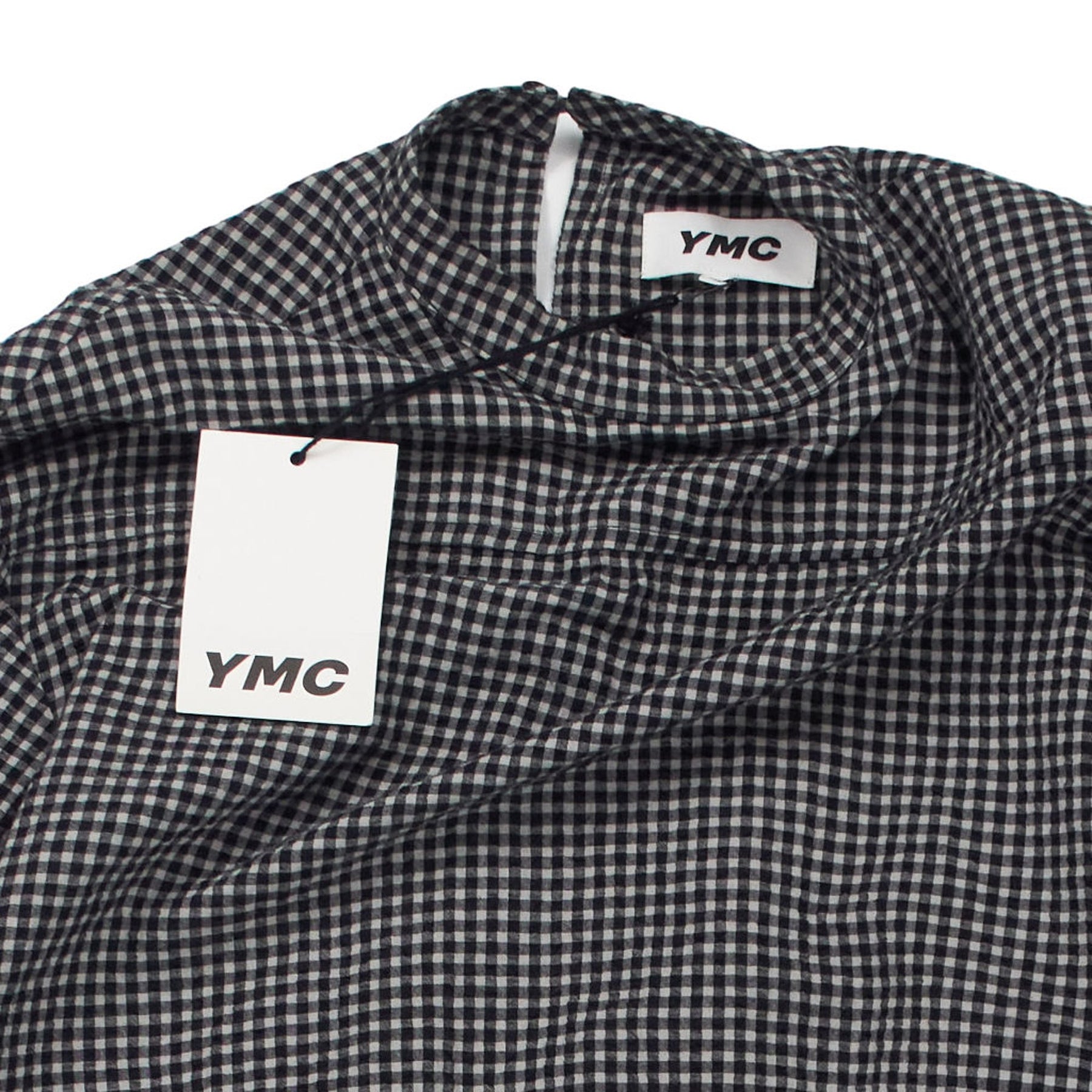 YMC Black Grey Gingham Midi Dress