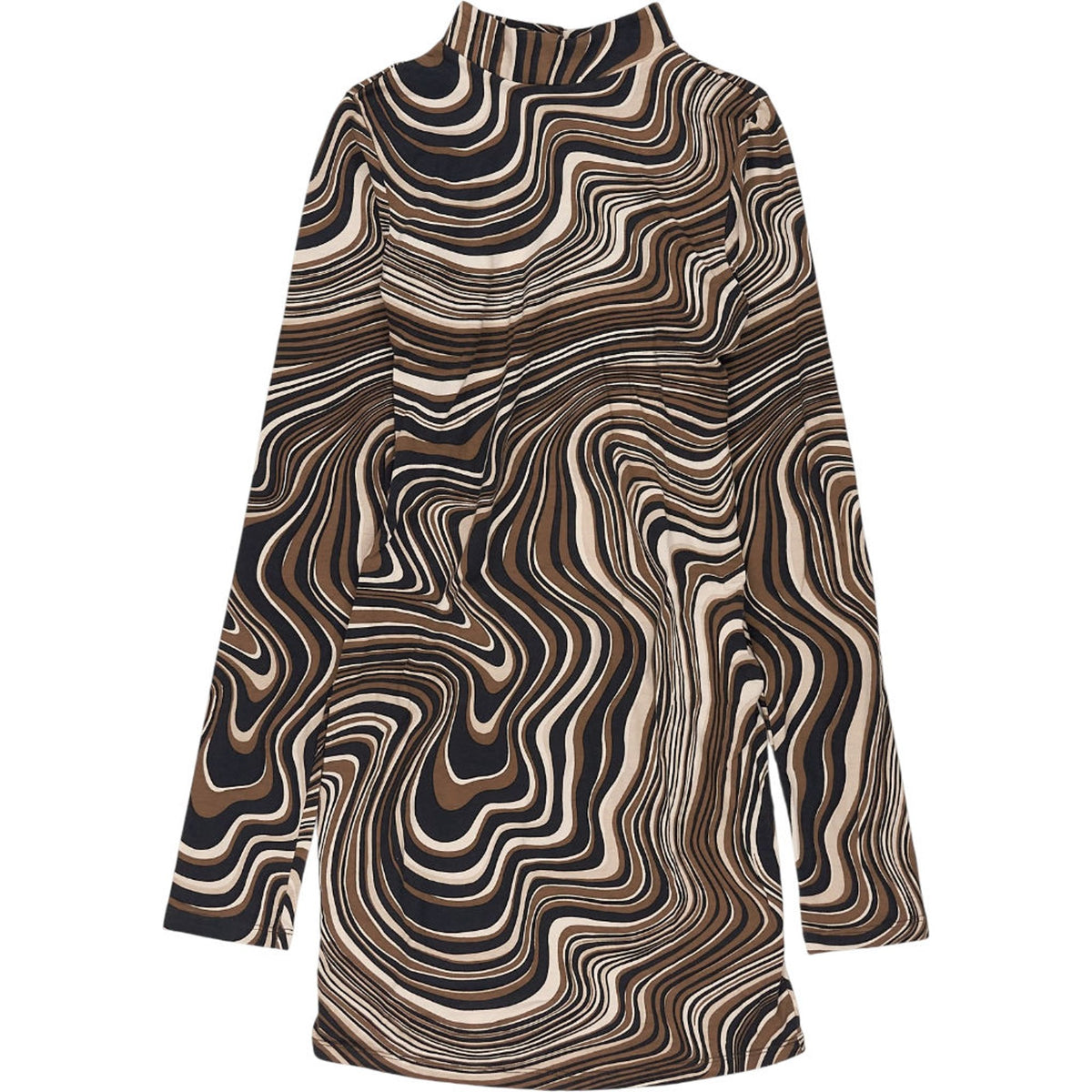 Motel Brown Ripple Print Quein Dress