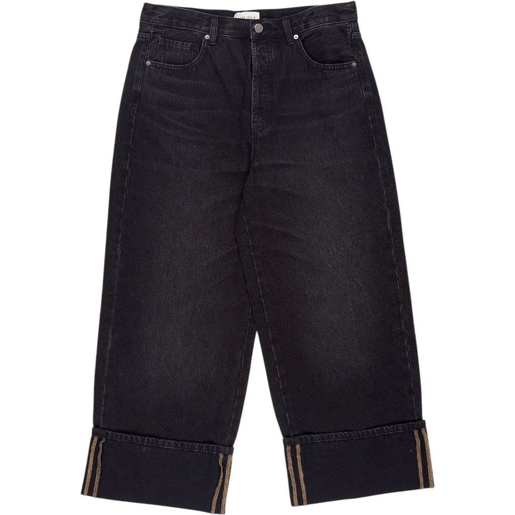 Hush Black Cotton Wide Leg Jeans