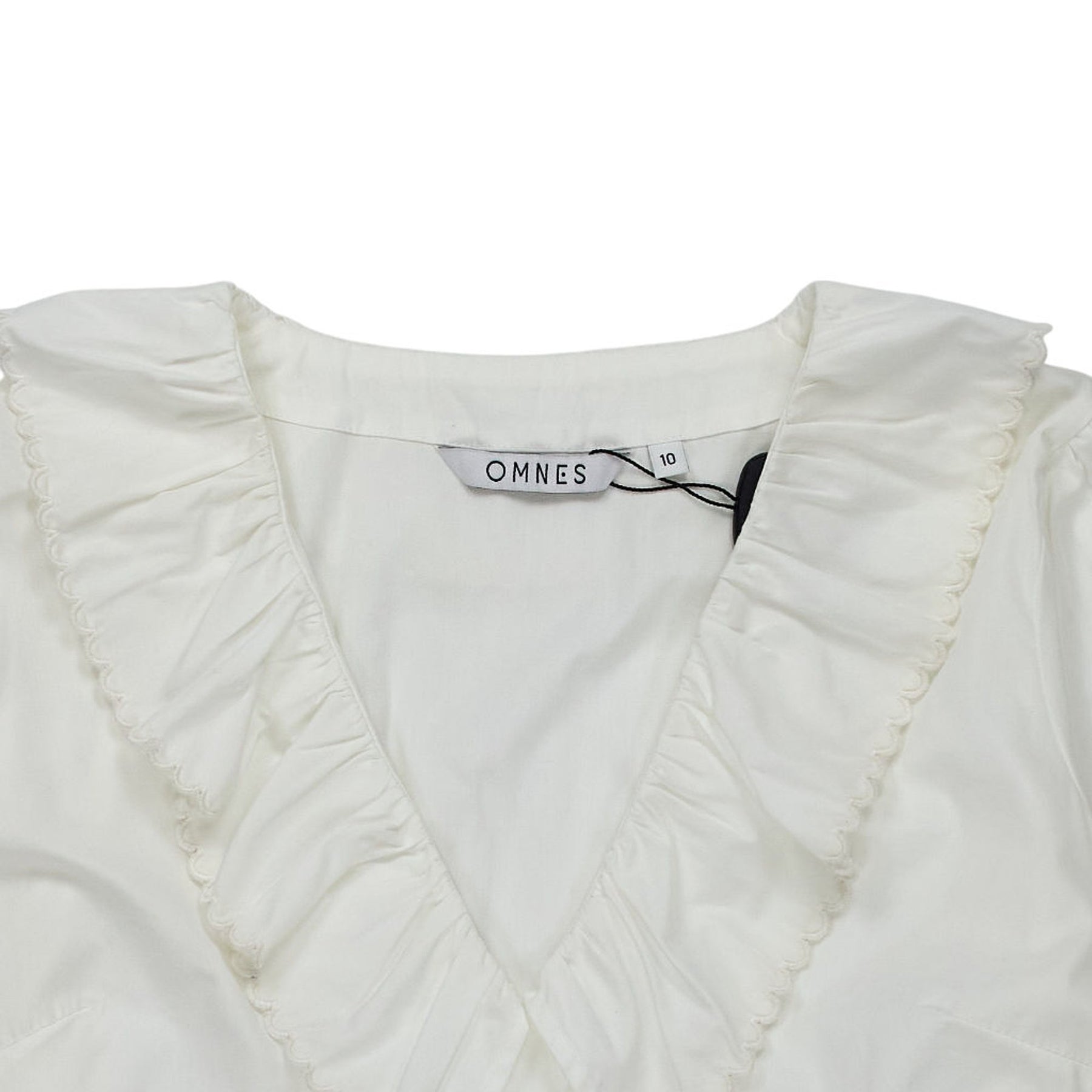 OMNES White Cotton Ruffle Blouse
