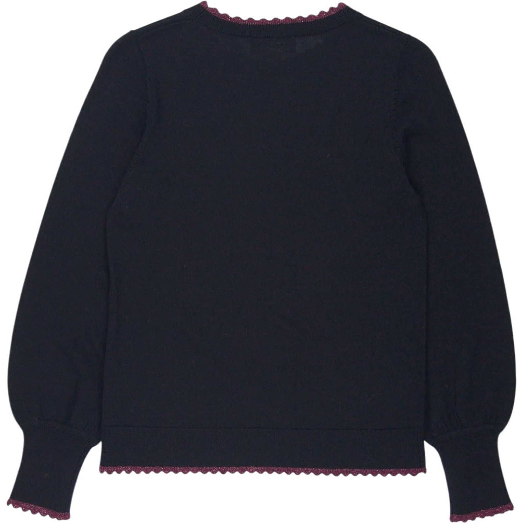 Wyse Black Scalloped Knit Sweater