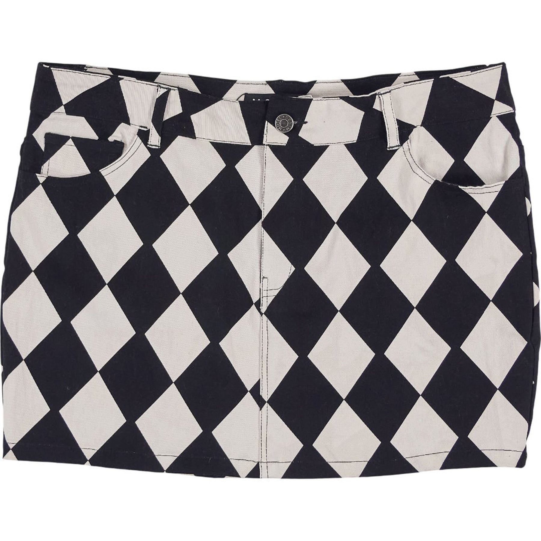 Motel Black White Harlequin Mini Skirt