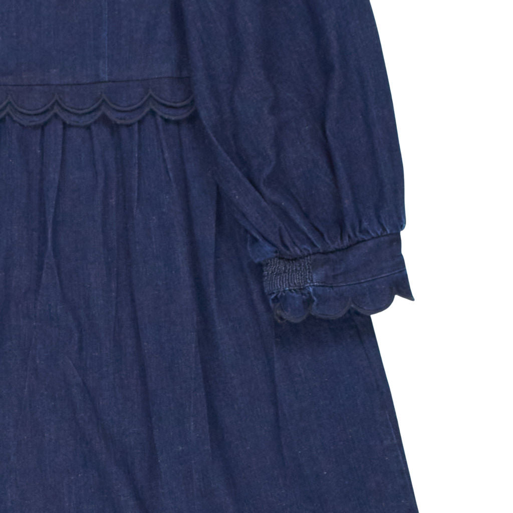 Wyse Navy Scallop Midi Dress UK 8