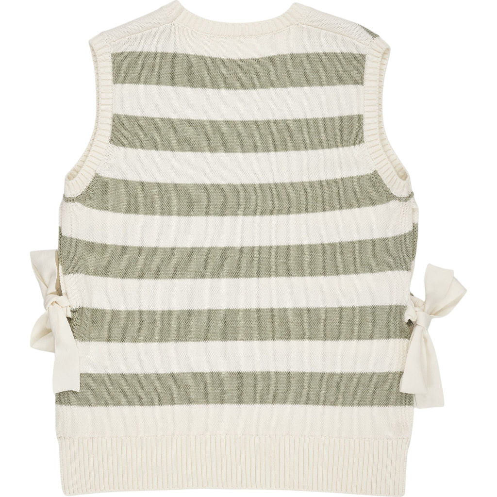 Wyse Ivory Striped Knitted Vest S