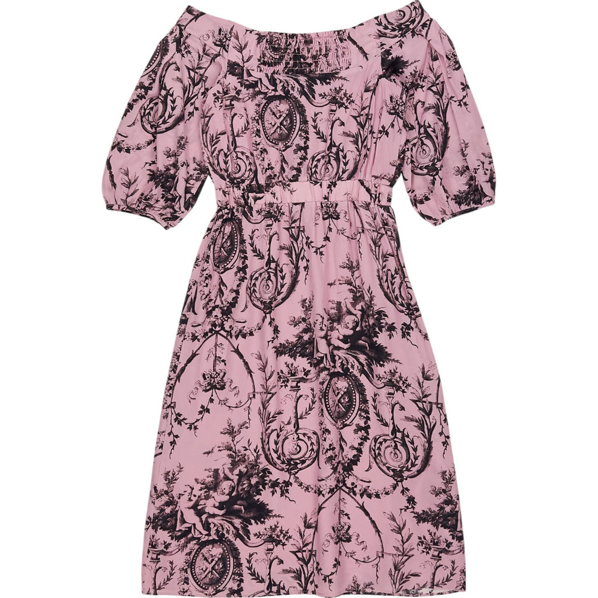 Whistles Pink Off-Shoulder Silk Dress