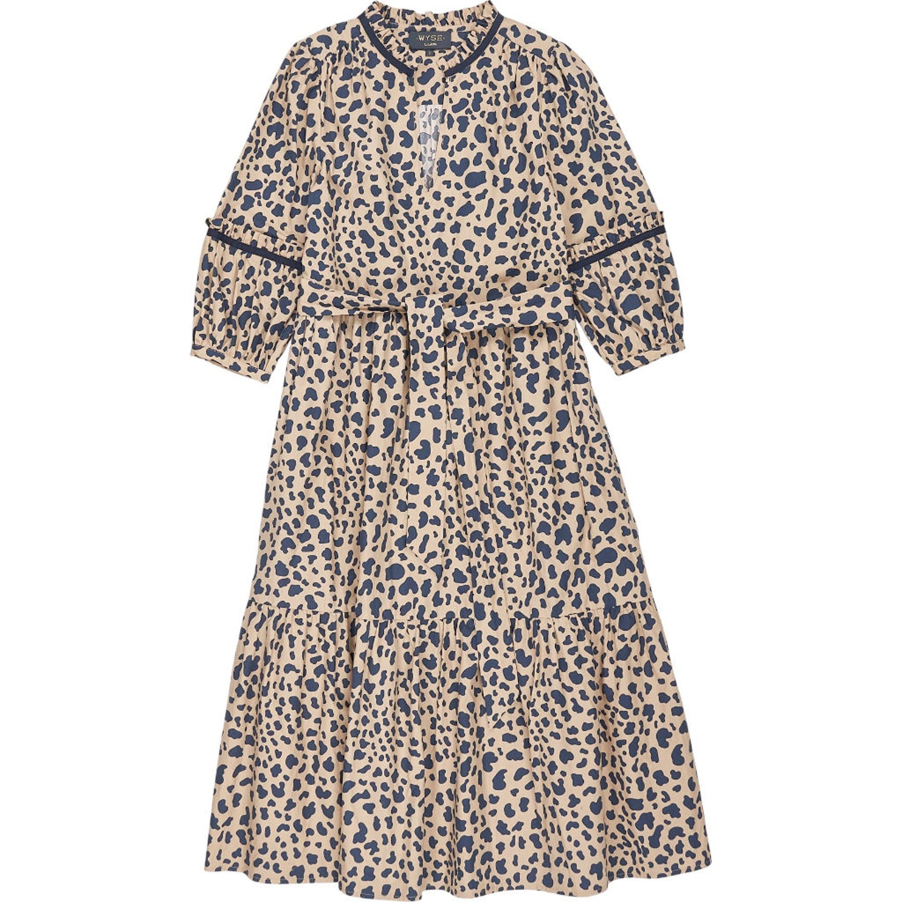 Wyse Beige Leopard Print Midi Dress 1
