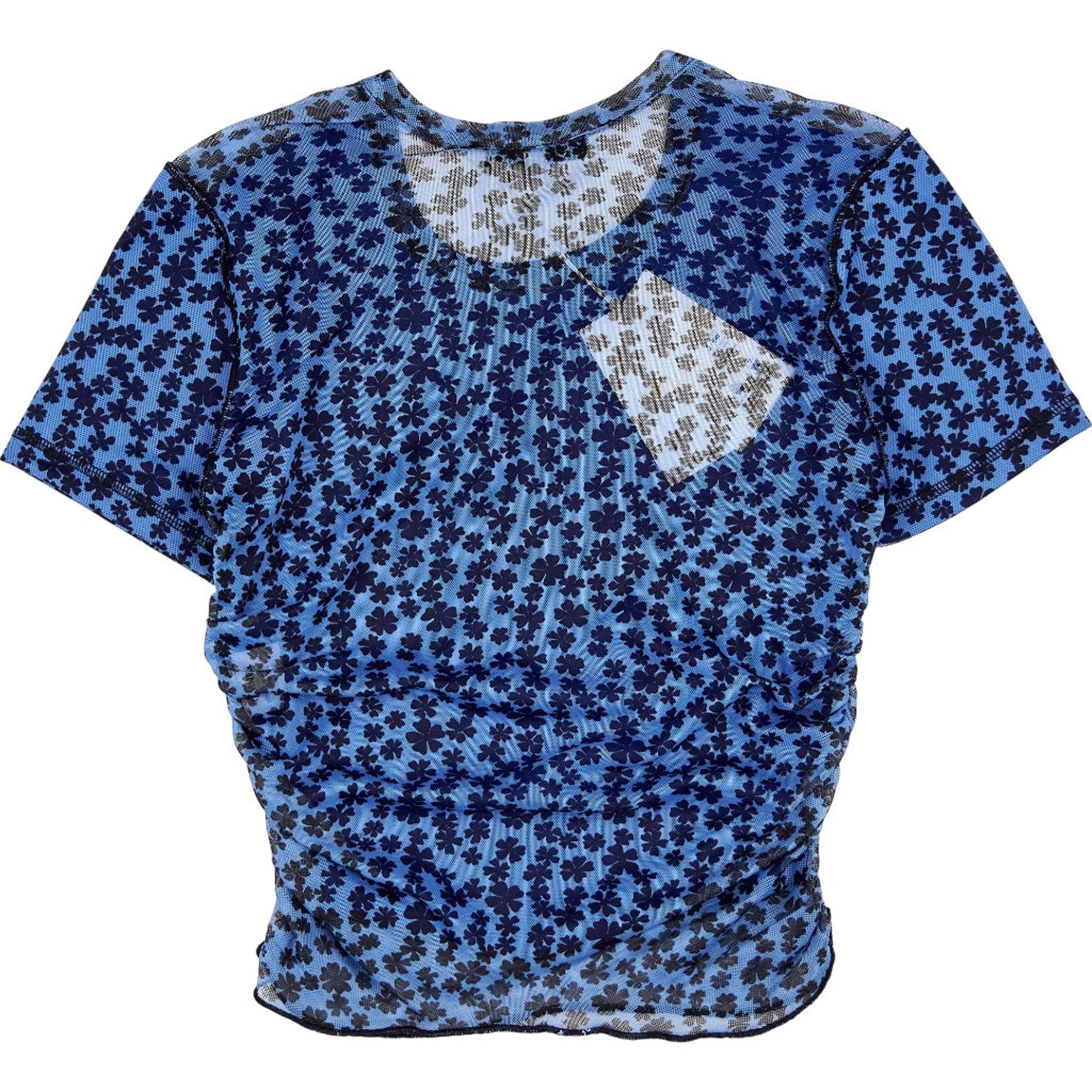 Omnes Blue Floral Mesh Top
