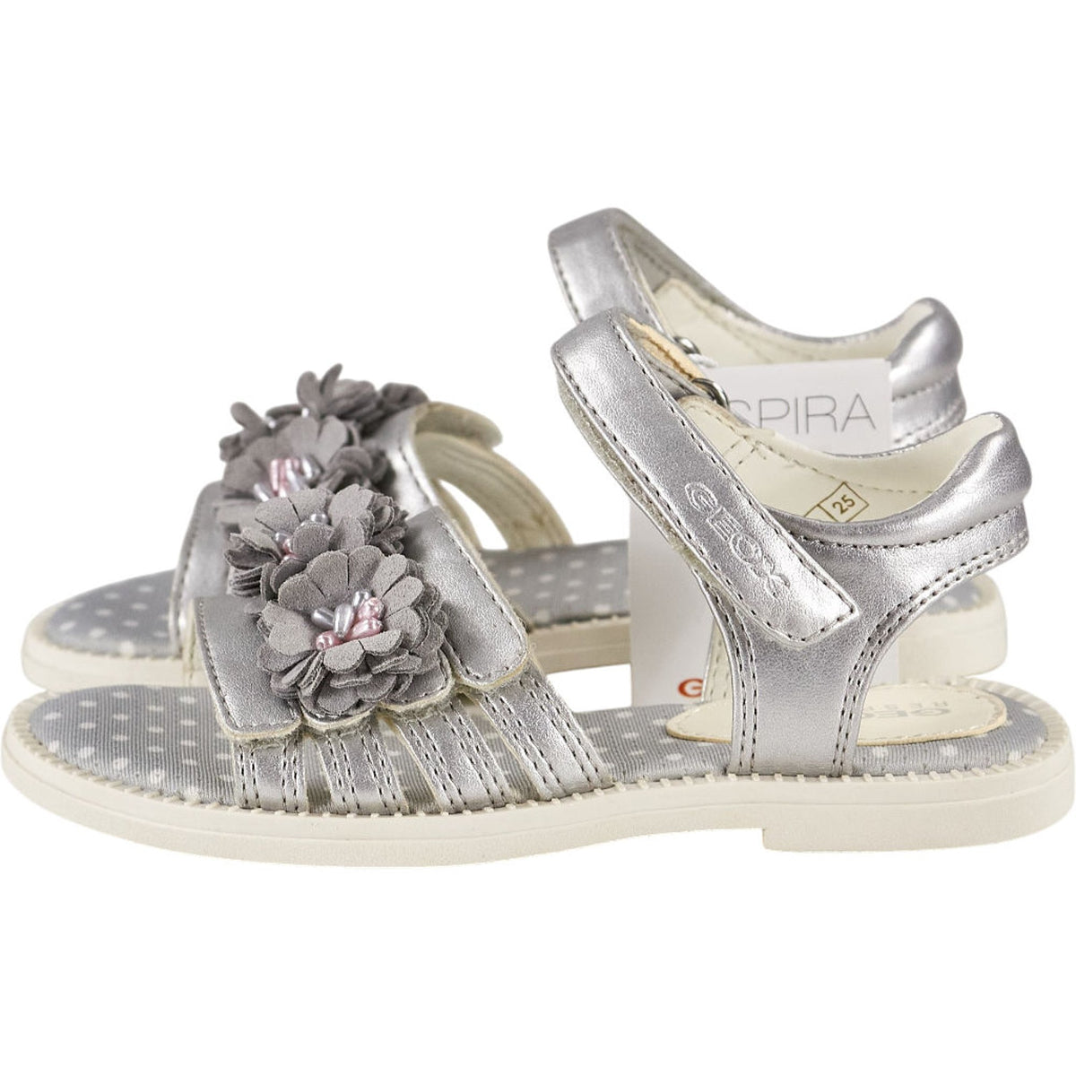Geox Silver J.Karly Sandals Floral Accents