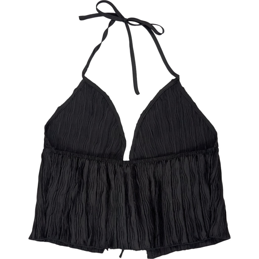 Motel Black Crinkled Dana Top