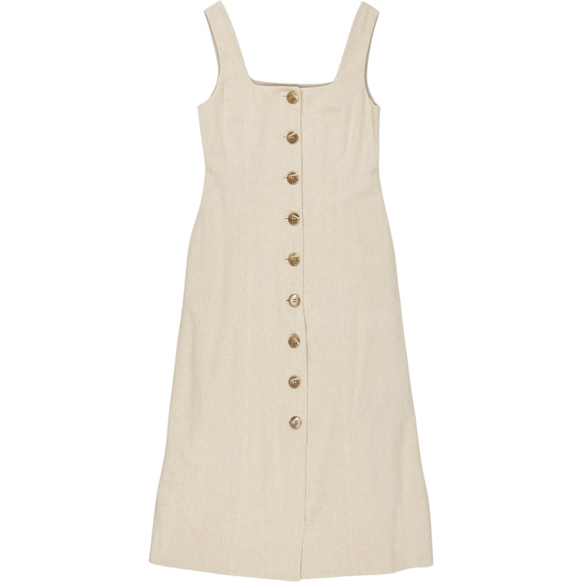 Albaray Beige Square Neck Button Dress