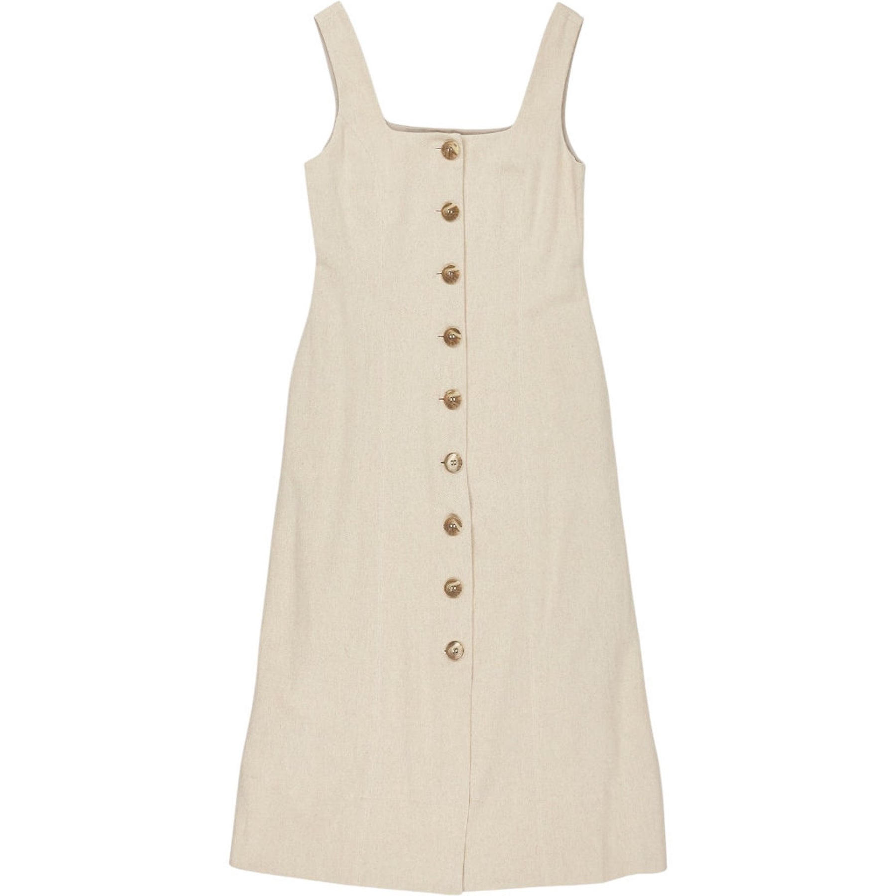 Albaray Beige Square Neck Button Dress