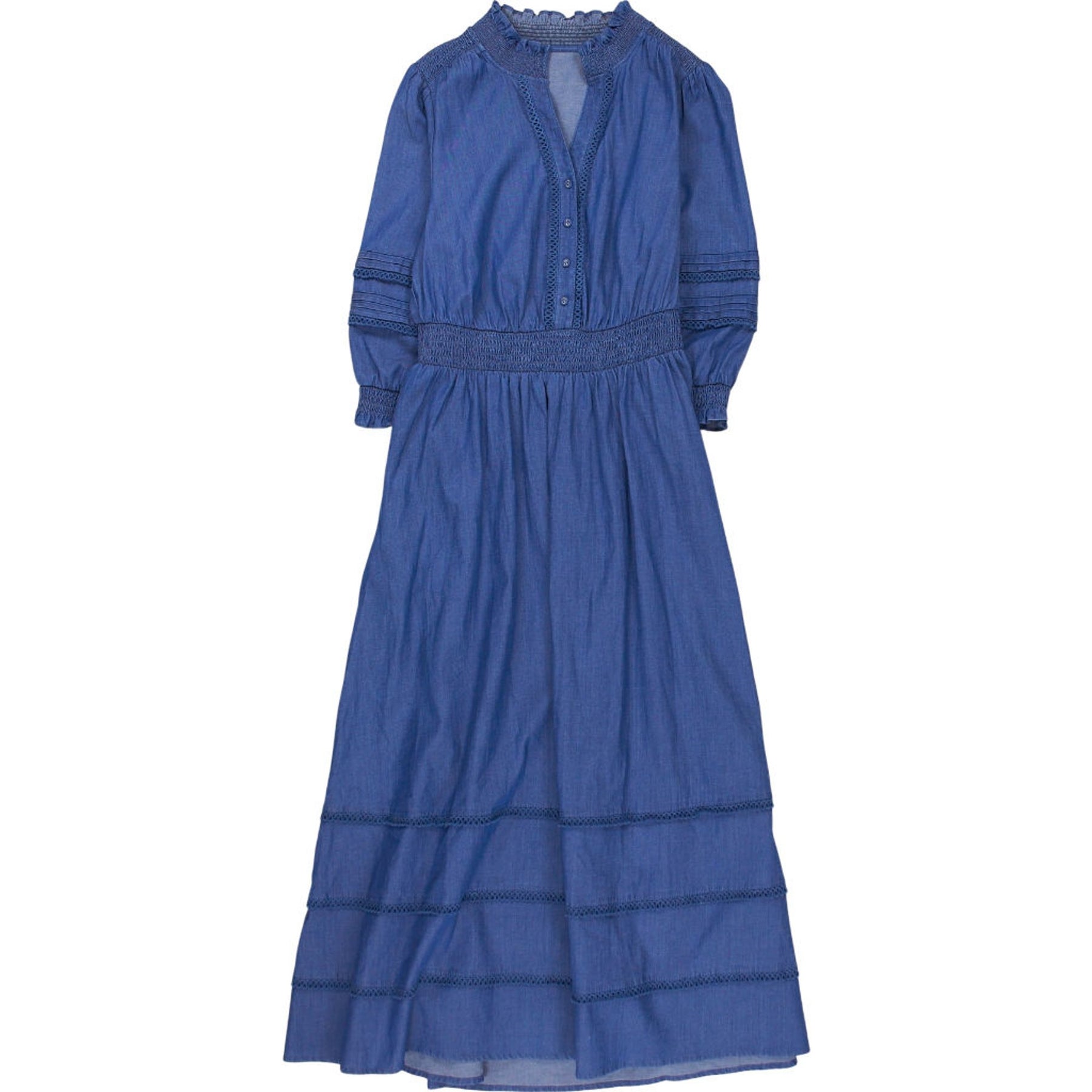 WYSE Blue Long Sleeve Maxi Dress