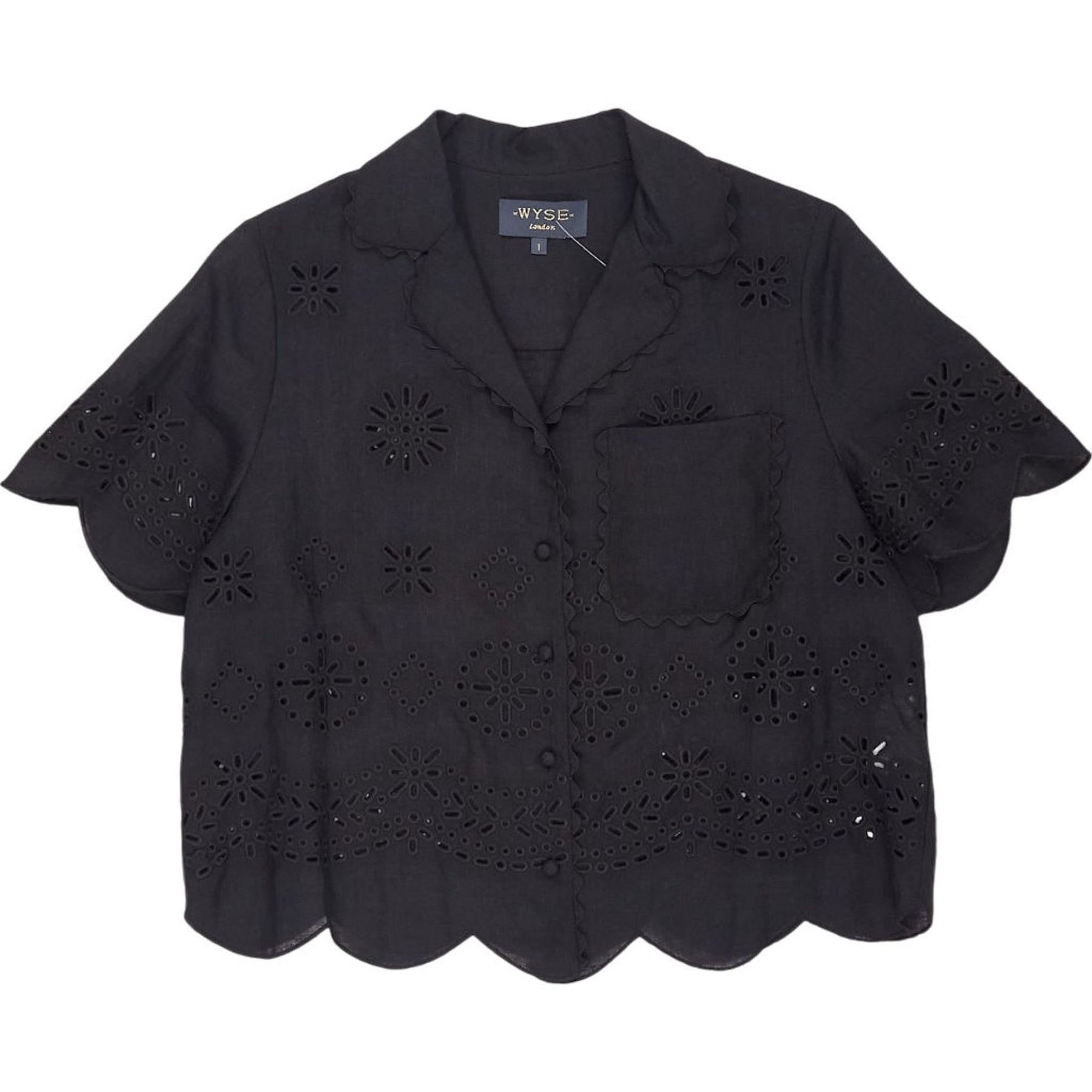 Wyse Black Embroidered Top 1