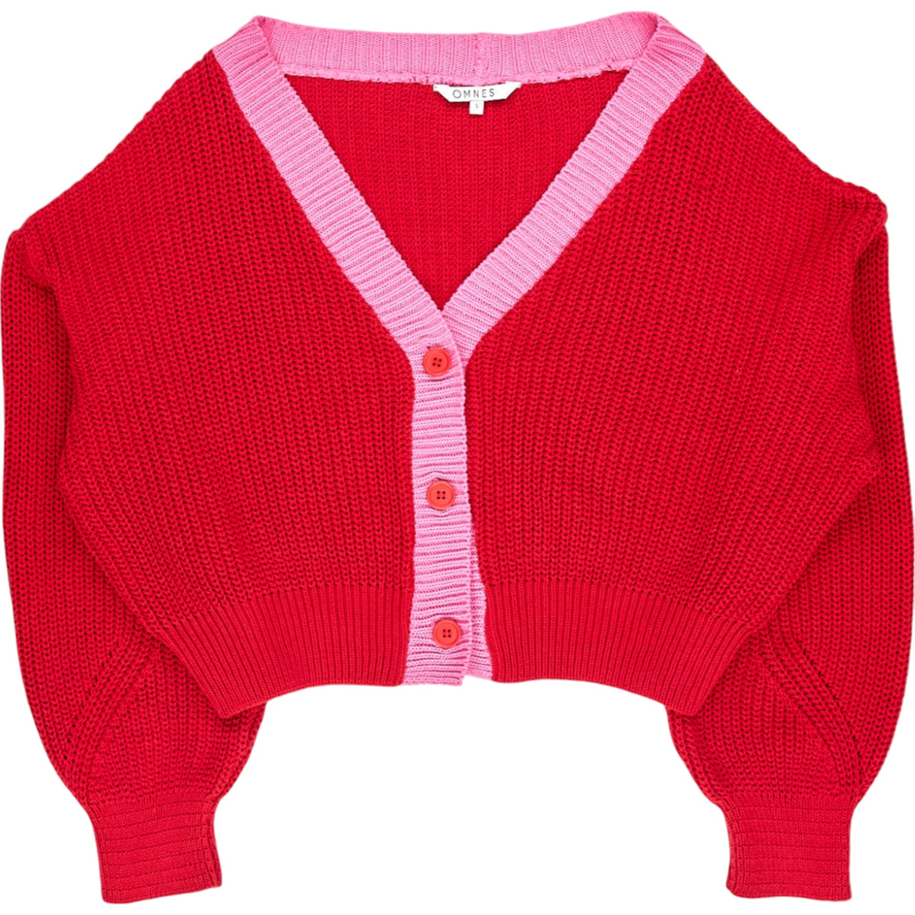 OMNES Red Pink Knit Cardigan