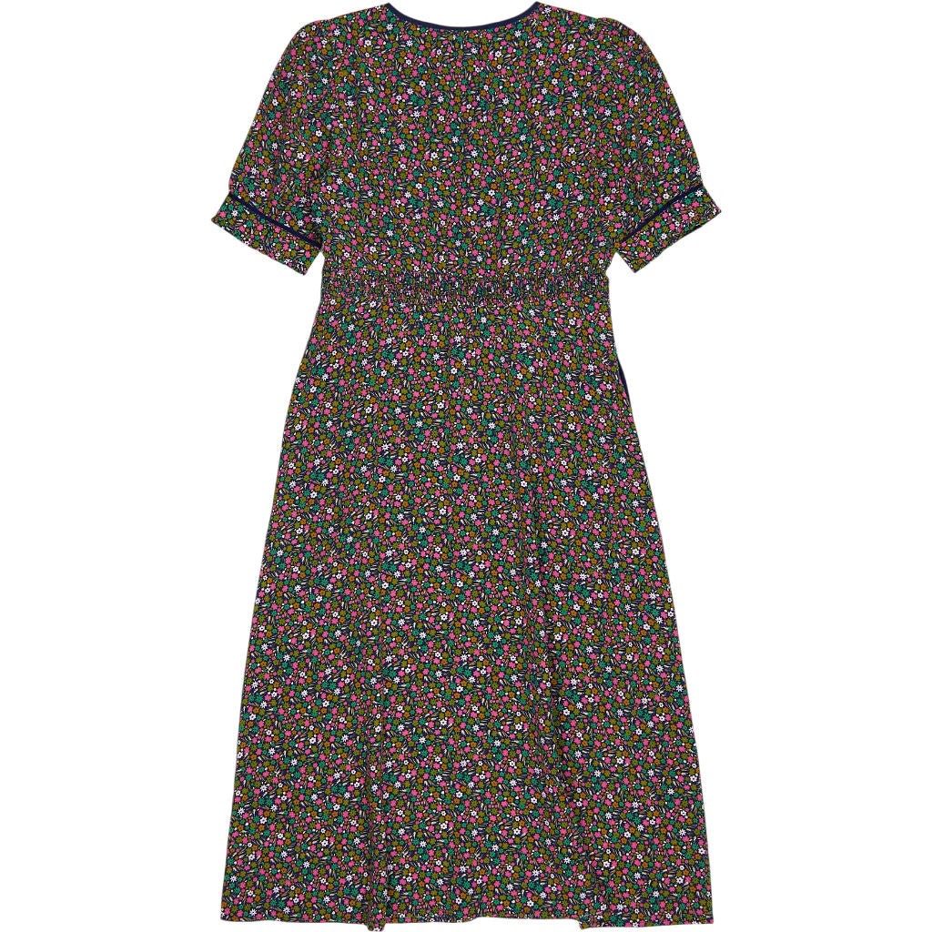 WYSE Blue Ditsy Floral Silk Dress