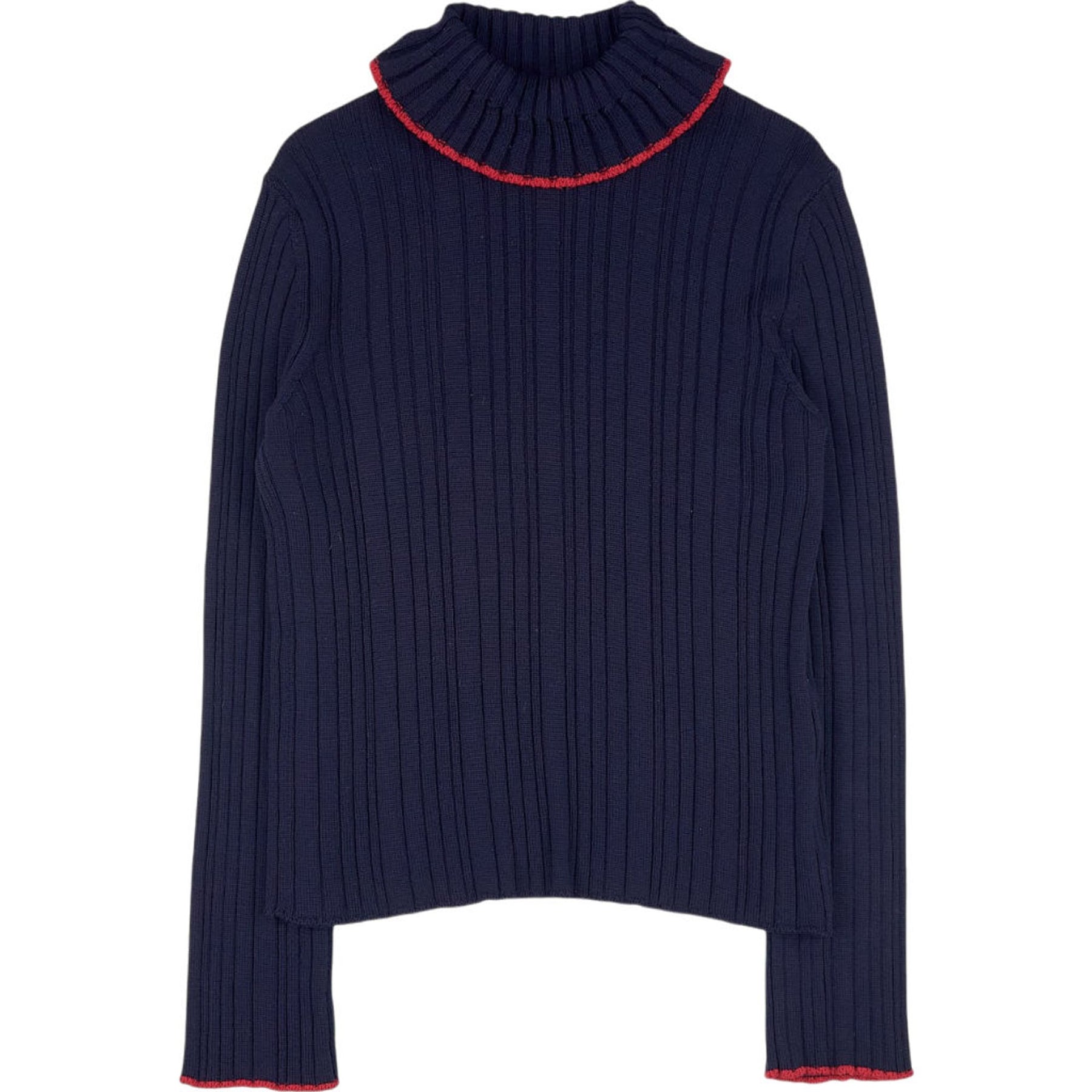 MSGM Navy Ribbed Turtleneck Jumper S