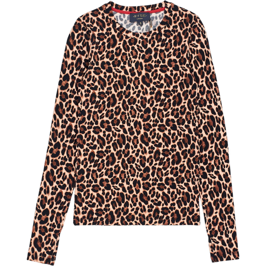 WYSE Leopard Marnie Long Sleeve Jersey Top