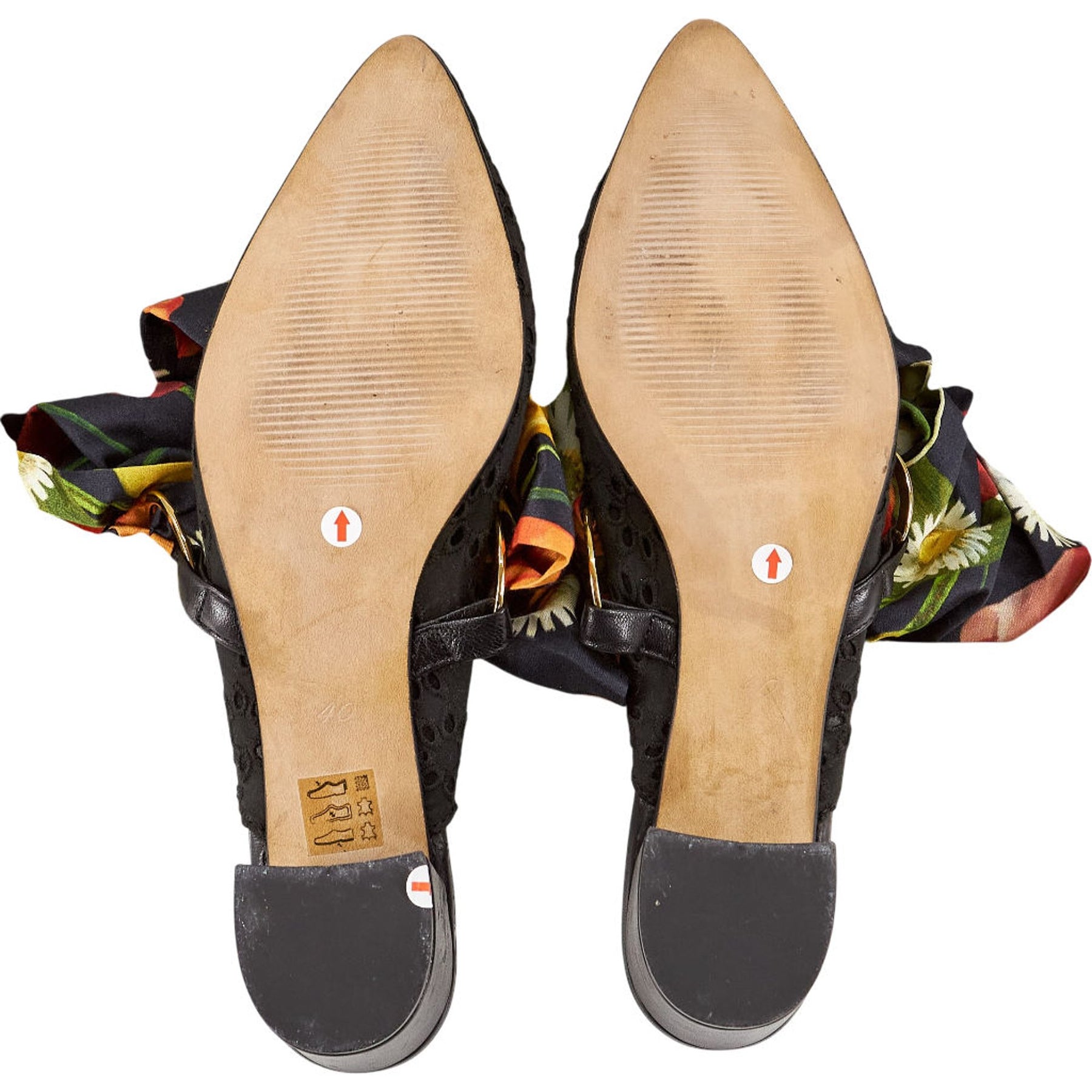 Mother of Pearl Black Floral Bow Heels