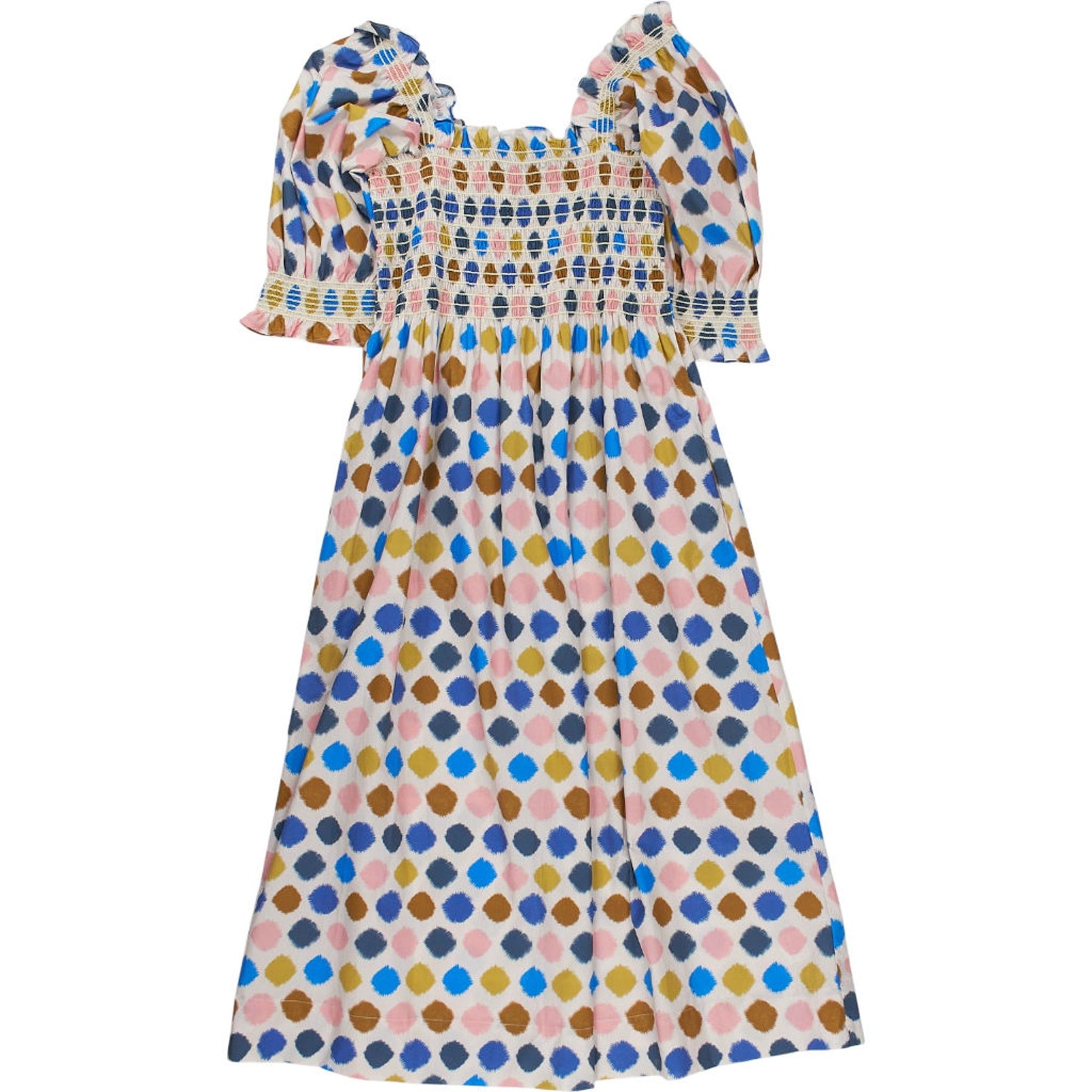 Wyse Multicoloured Smocked Midi Dress