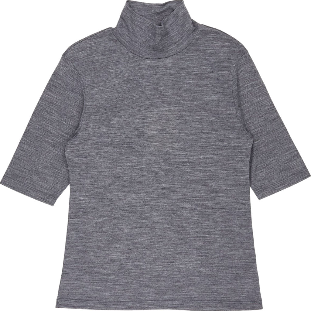 Studio Nicholson Grey Jersey Polo Neck Top