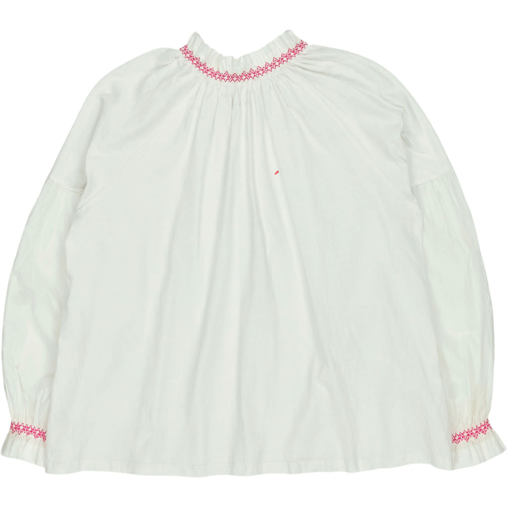 NRBY White Pink Smocked Blouse