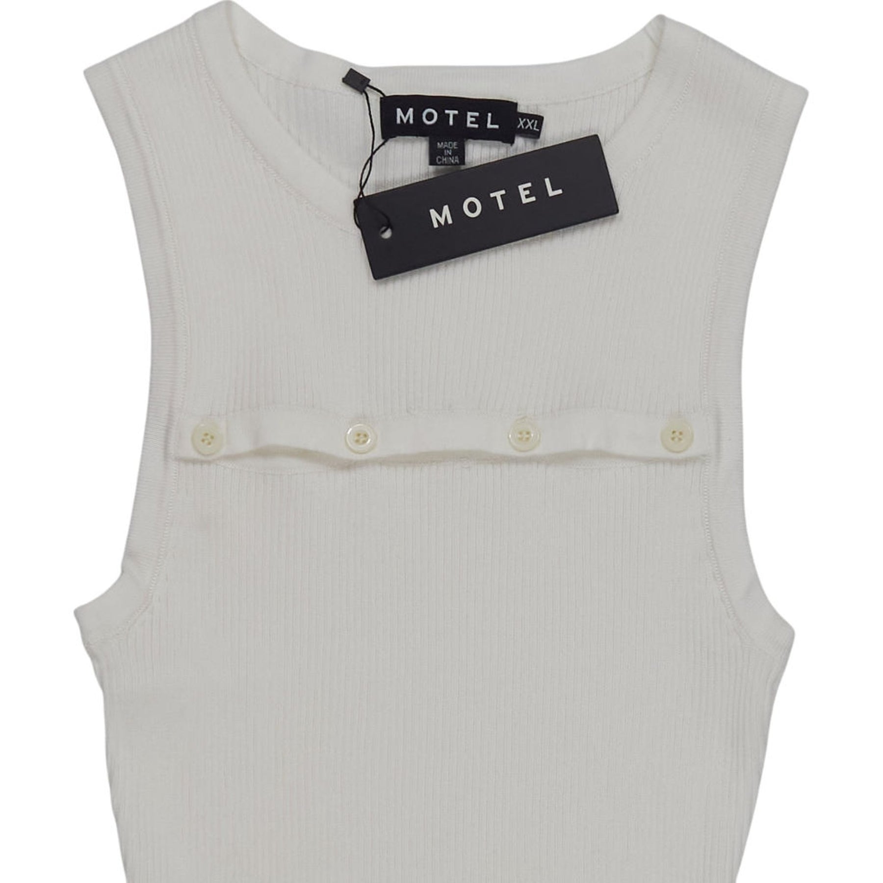Motel White Ribbed Caena Top