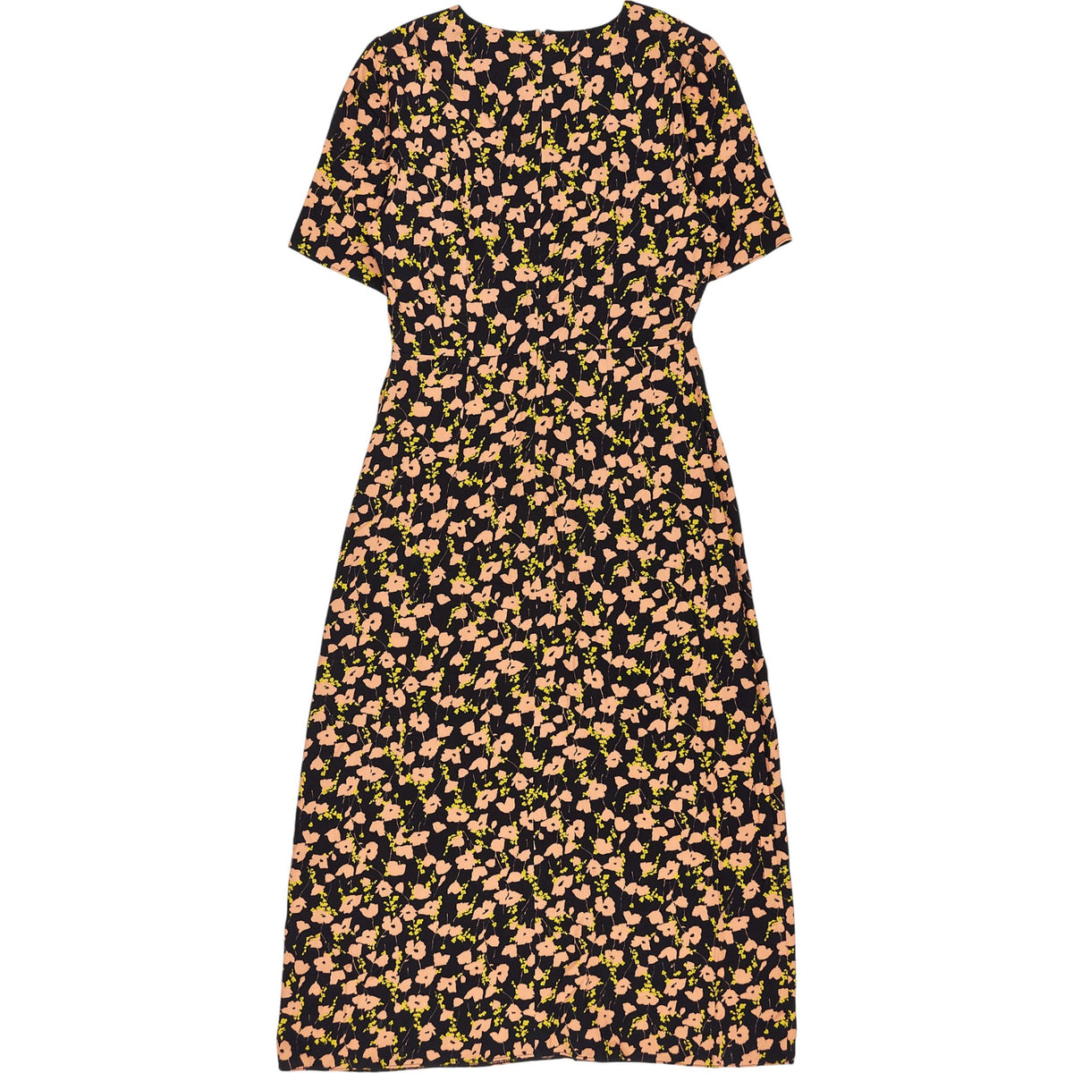 OMNES Black Pink Floral Midi Dress
