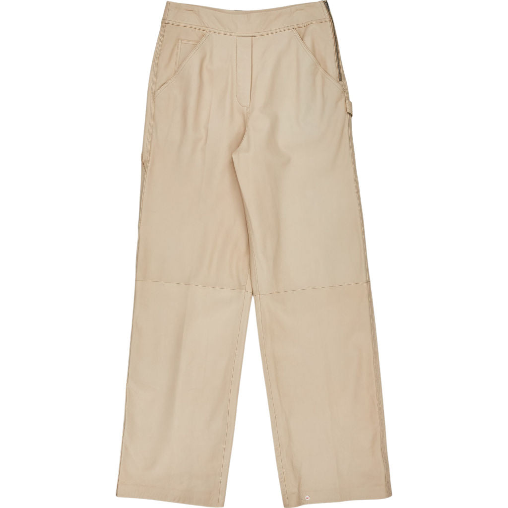 Calvin Klein Smooth Beige Leather Pants