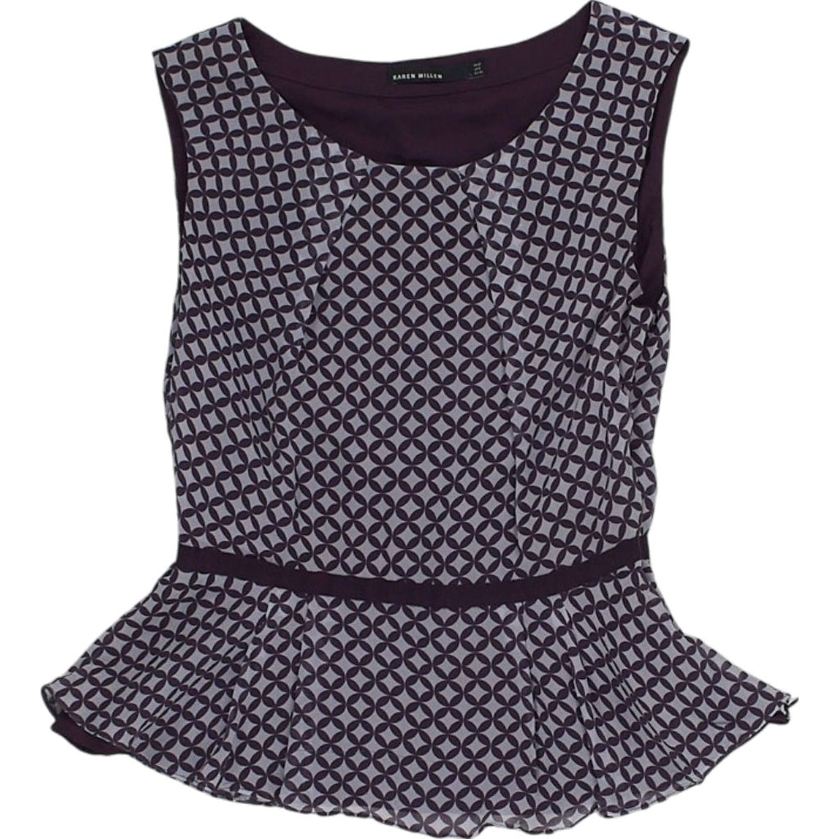 Karen Millen Purple Geometric Peplum Top