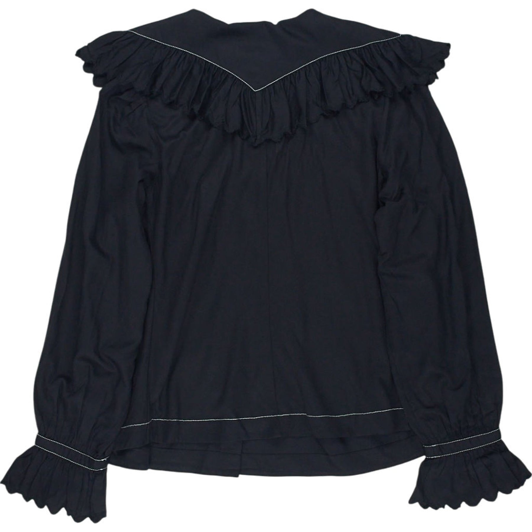 YMC Black Frilled Blouse XS