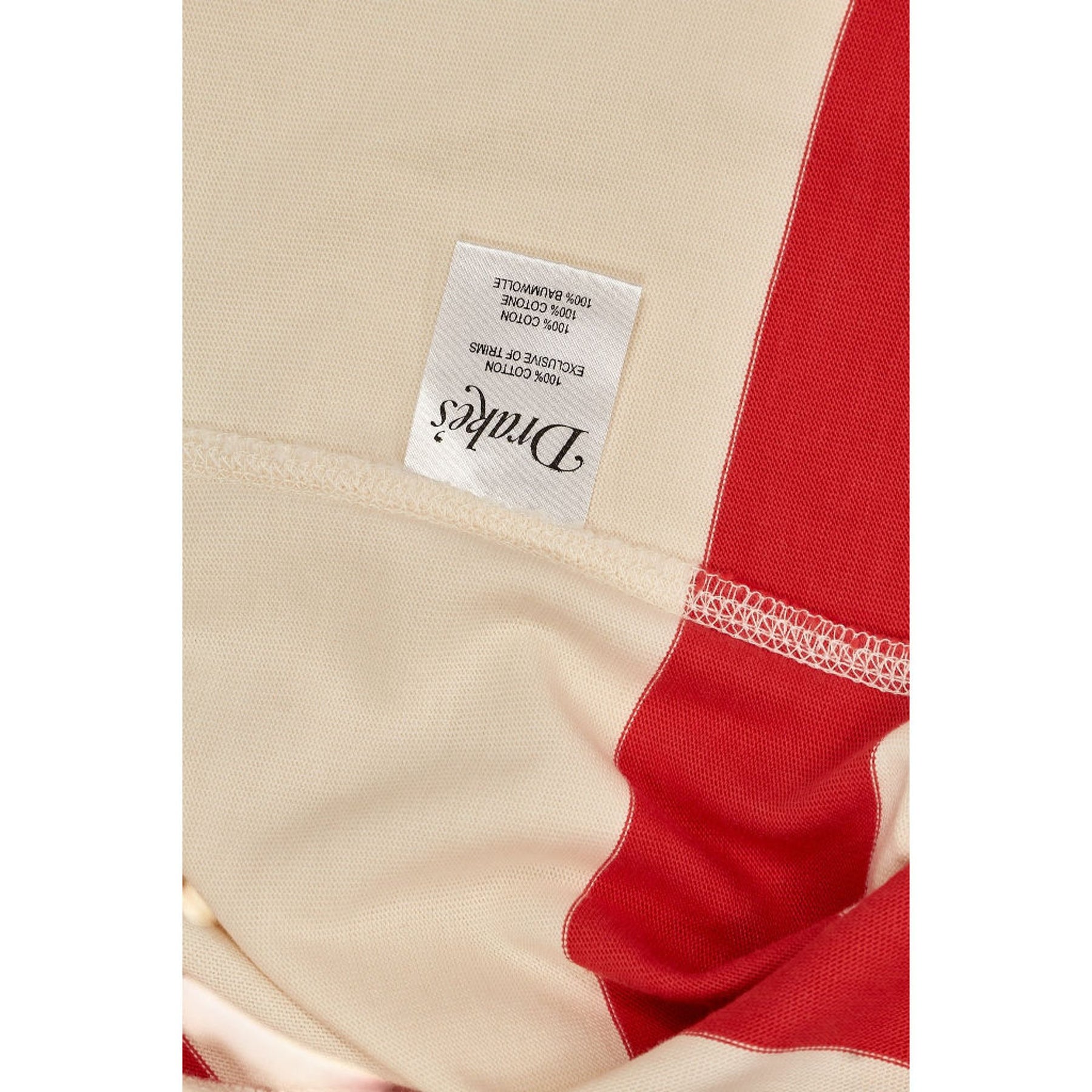 Drake's White Red Stripe Rugby Shirt L