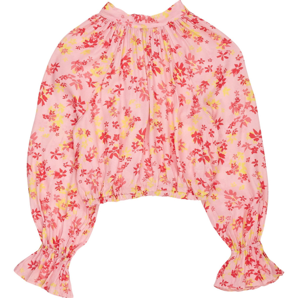 OMNES Pink Floral Wrap Blouse