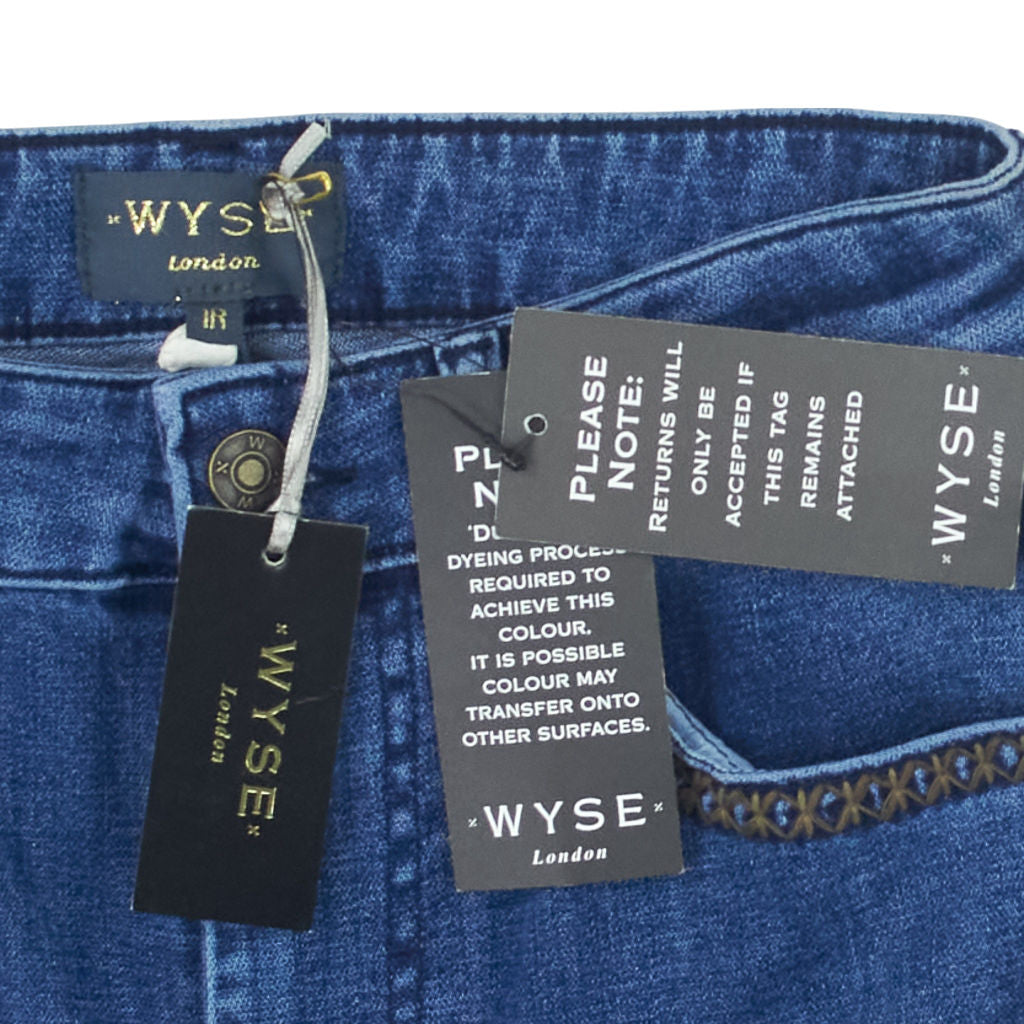 Wyse Blue Embroidered Jeans UK