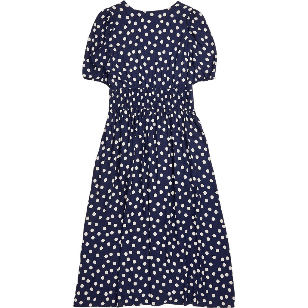 Baukjen Navy Polka Dot Lina Midi Dress