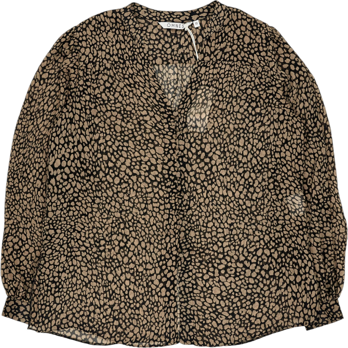 OMNES Animal Print V-Neck Floaty Blouse
