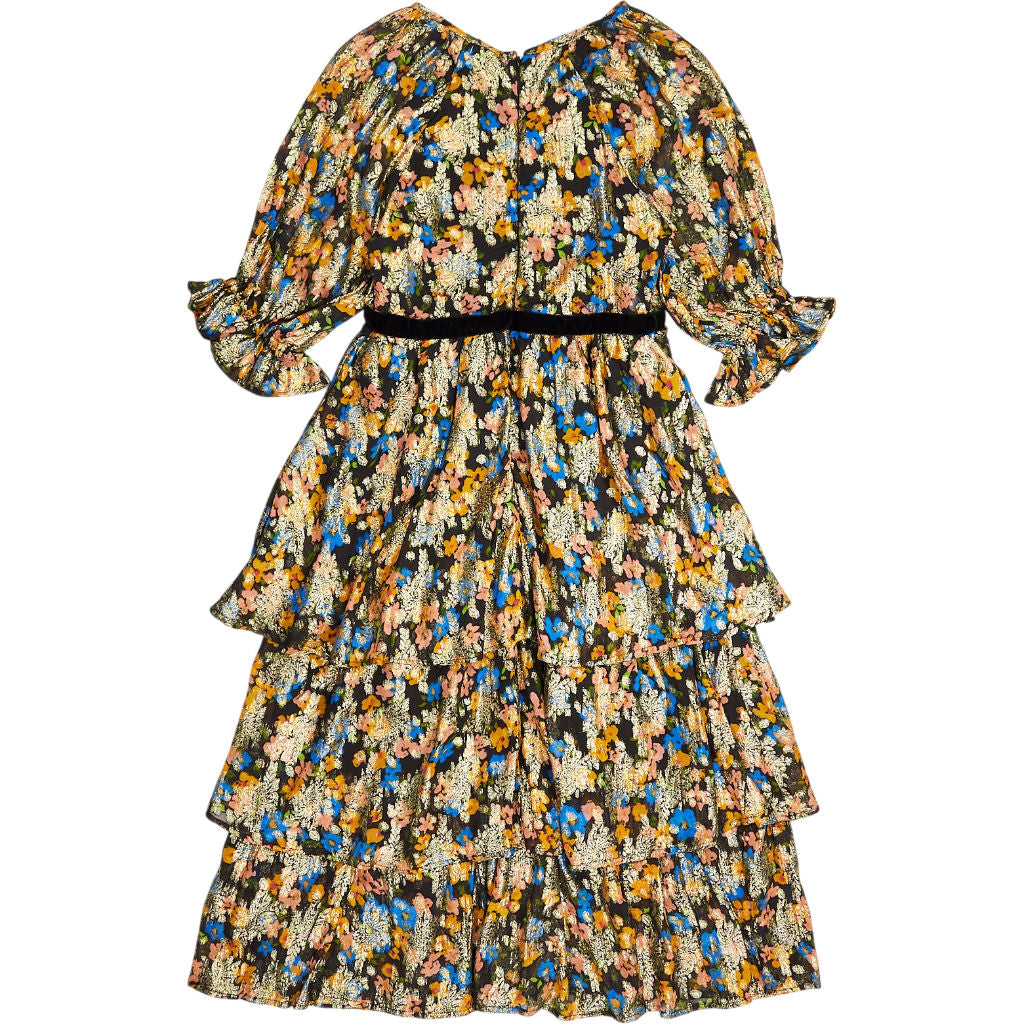 Oasis Black Floral Tiered Dress