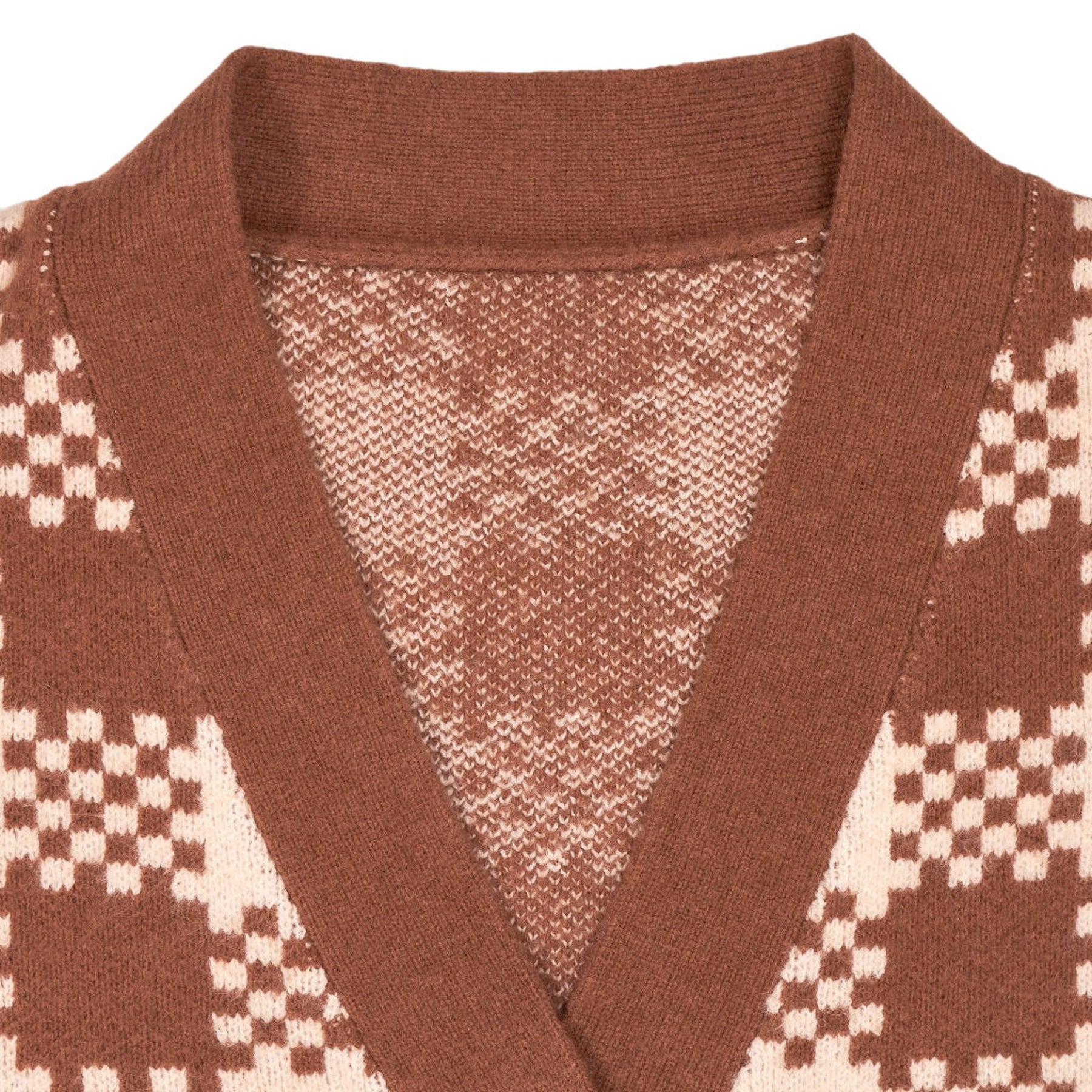 OMNES Brown Cream Athena Check Cardigan