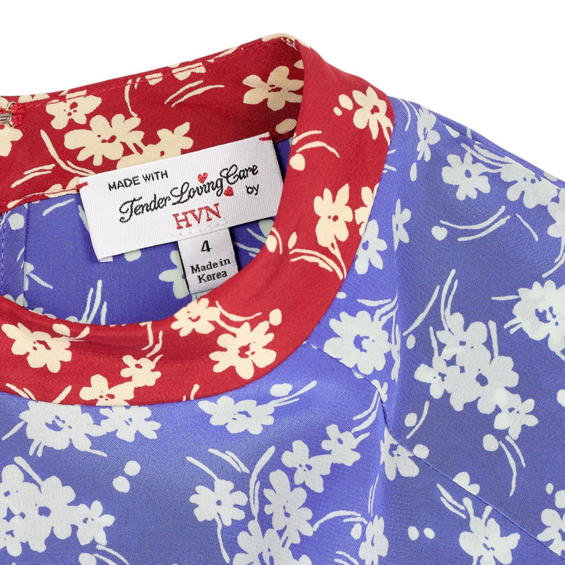 HVN Blue Red Floral Midi Dress
