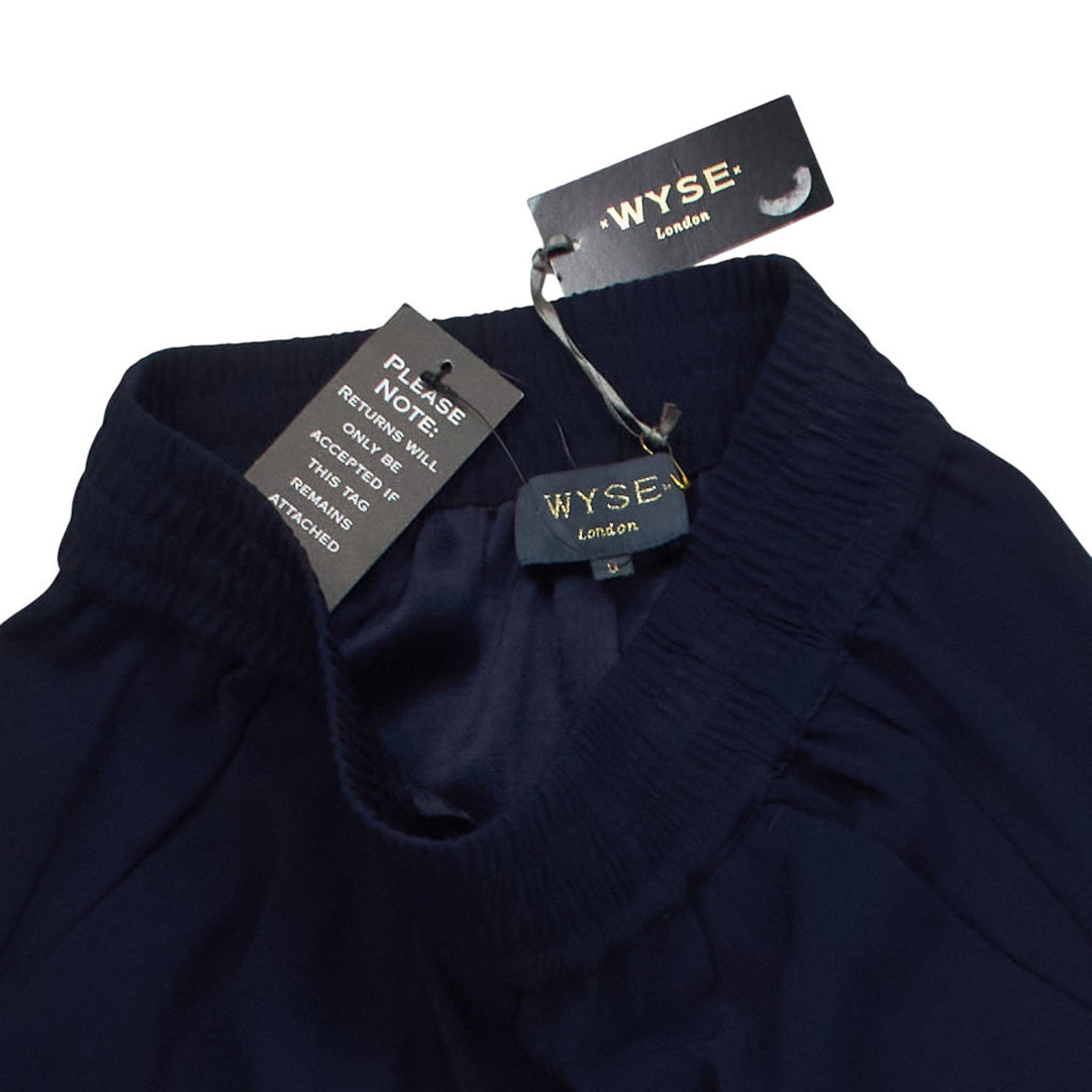 Wyse London Navy Wide Leg Trousers