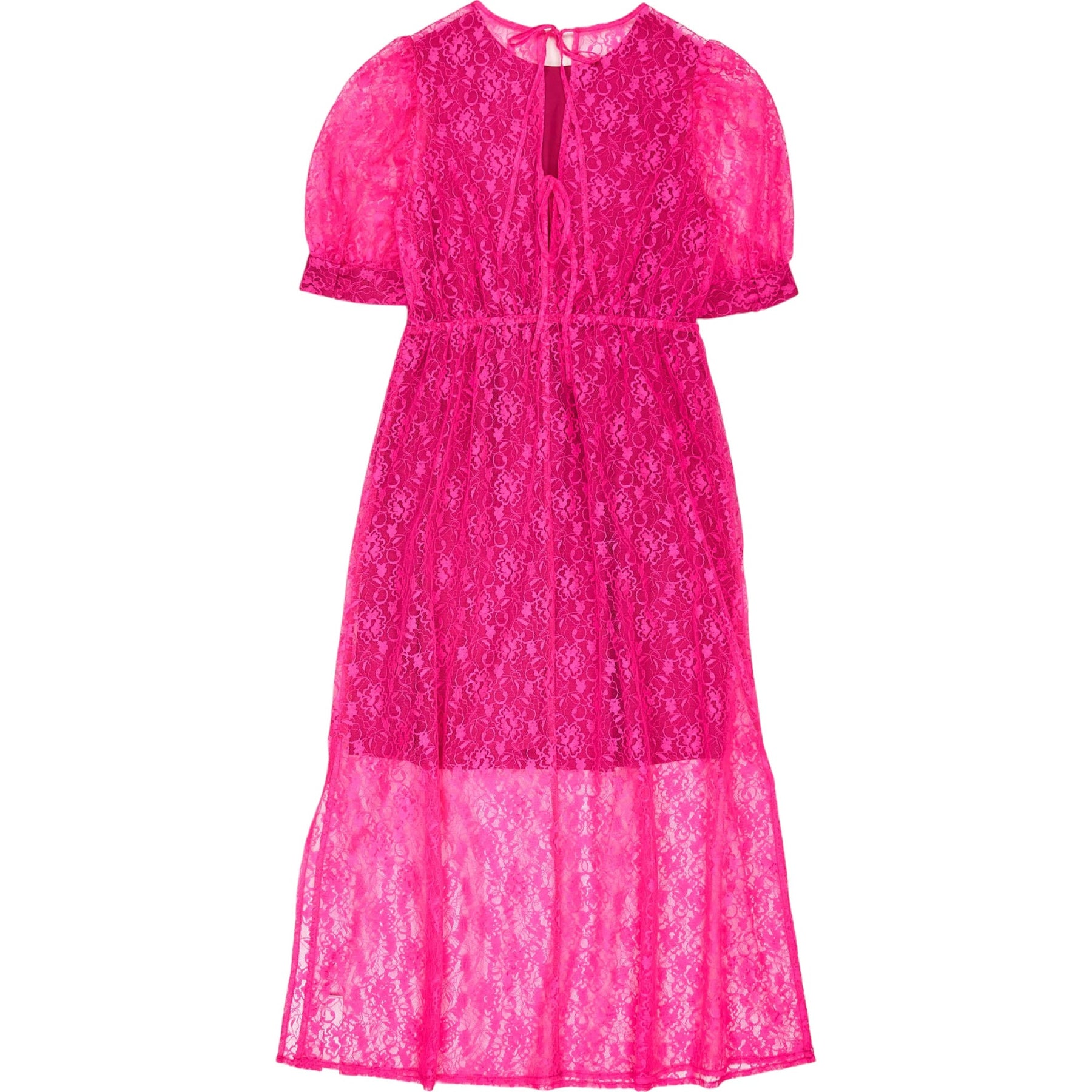 OMNES Pink Susannah Lace Midi Dress