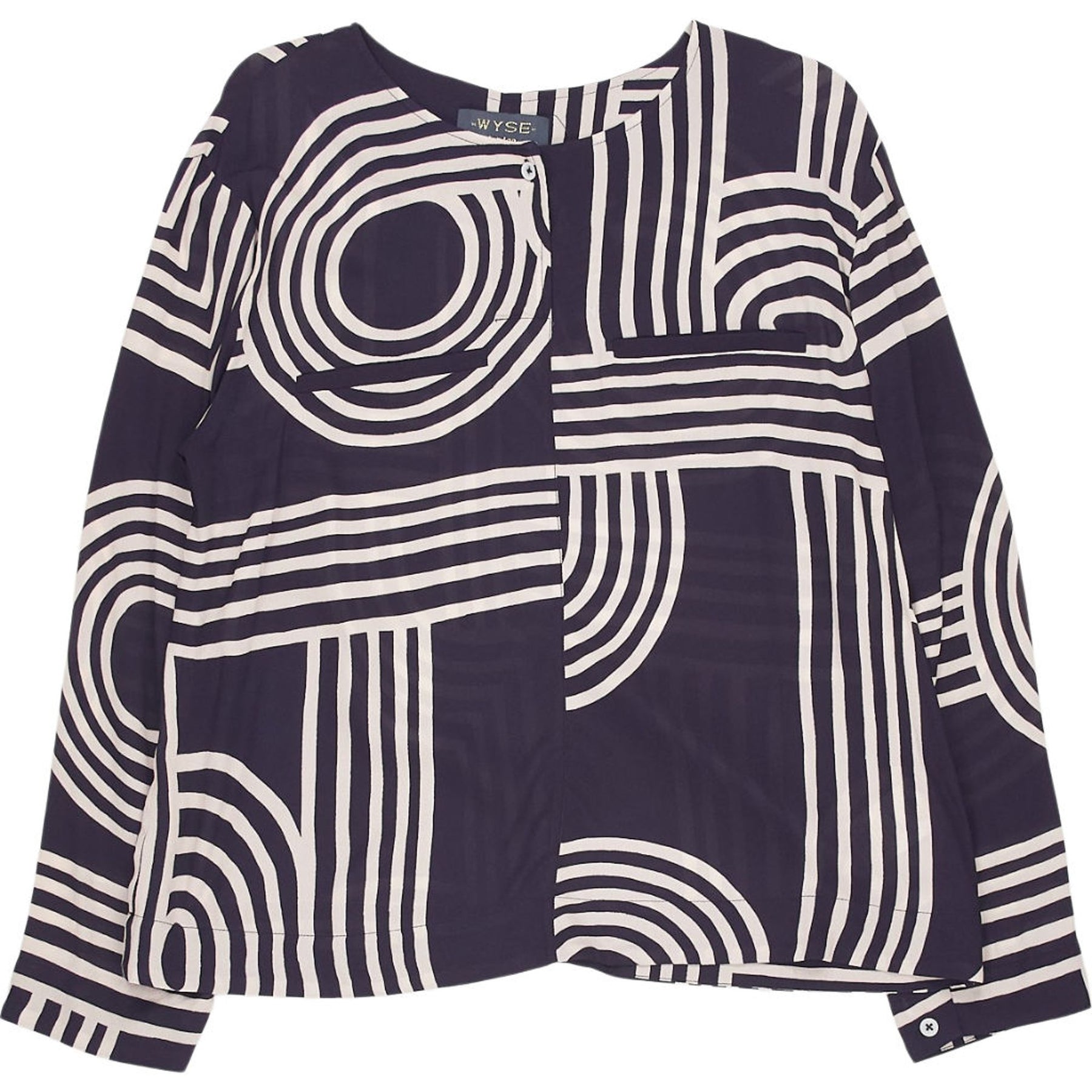 Wyse London Navy Geometric Blouse