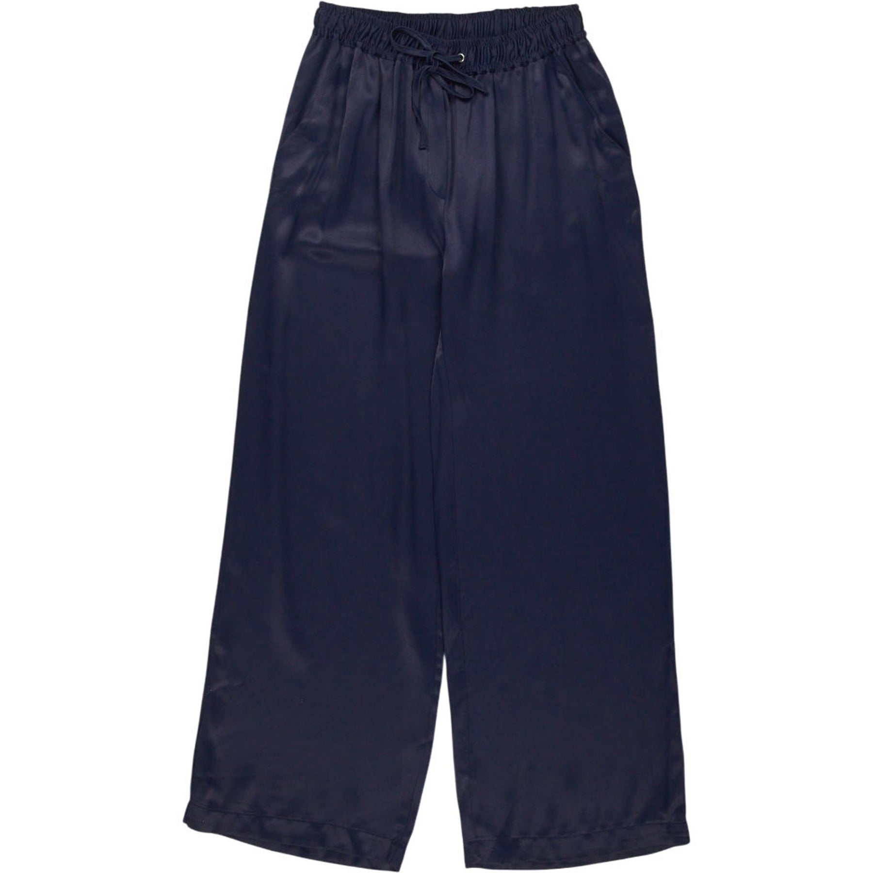 Baukjen Navy Satin Wide Leg Trousers