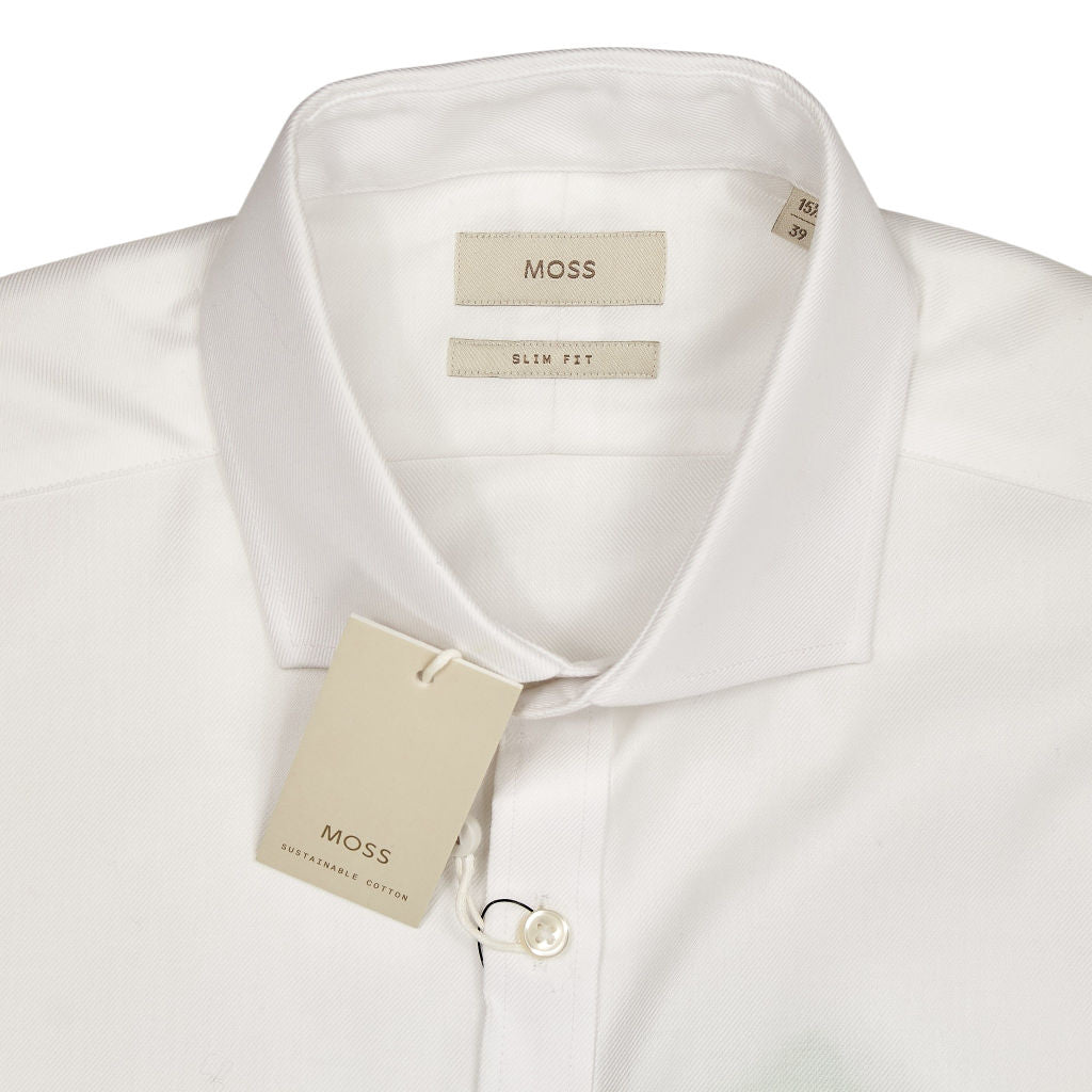 Moss White Cotton Slim Fit Shirt