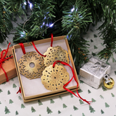 Set of 3 Brass Snowflake Decorations by Pivot