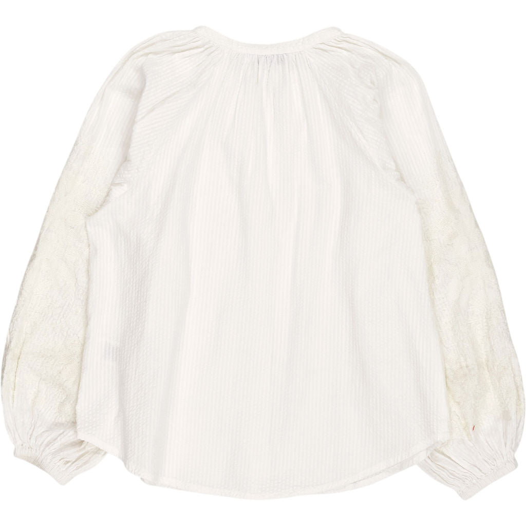 NRBY White Embroidered Sleeve Blouse