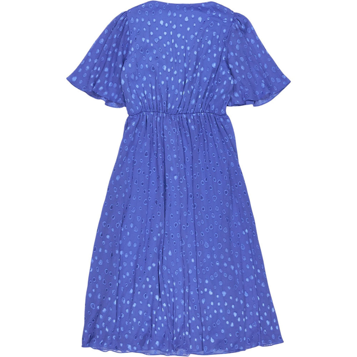 Vivere Blue Embroidered Dot Dress