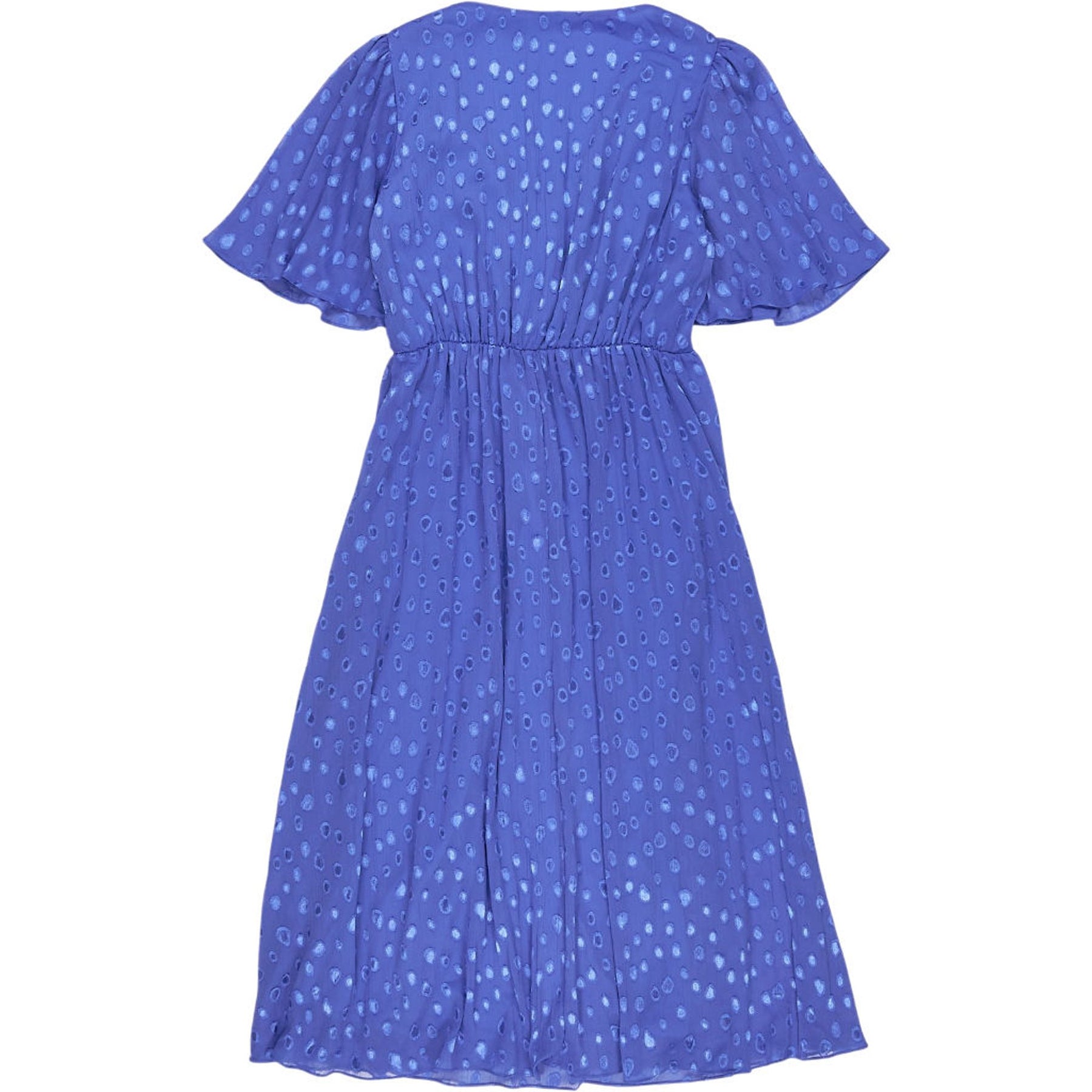 Vivere Blue Embroidered Dot Dress